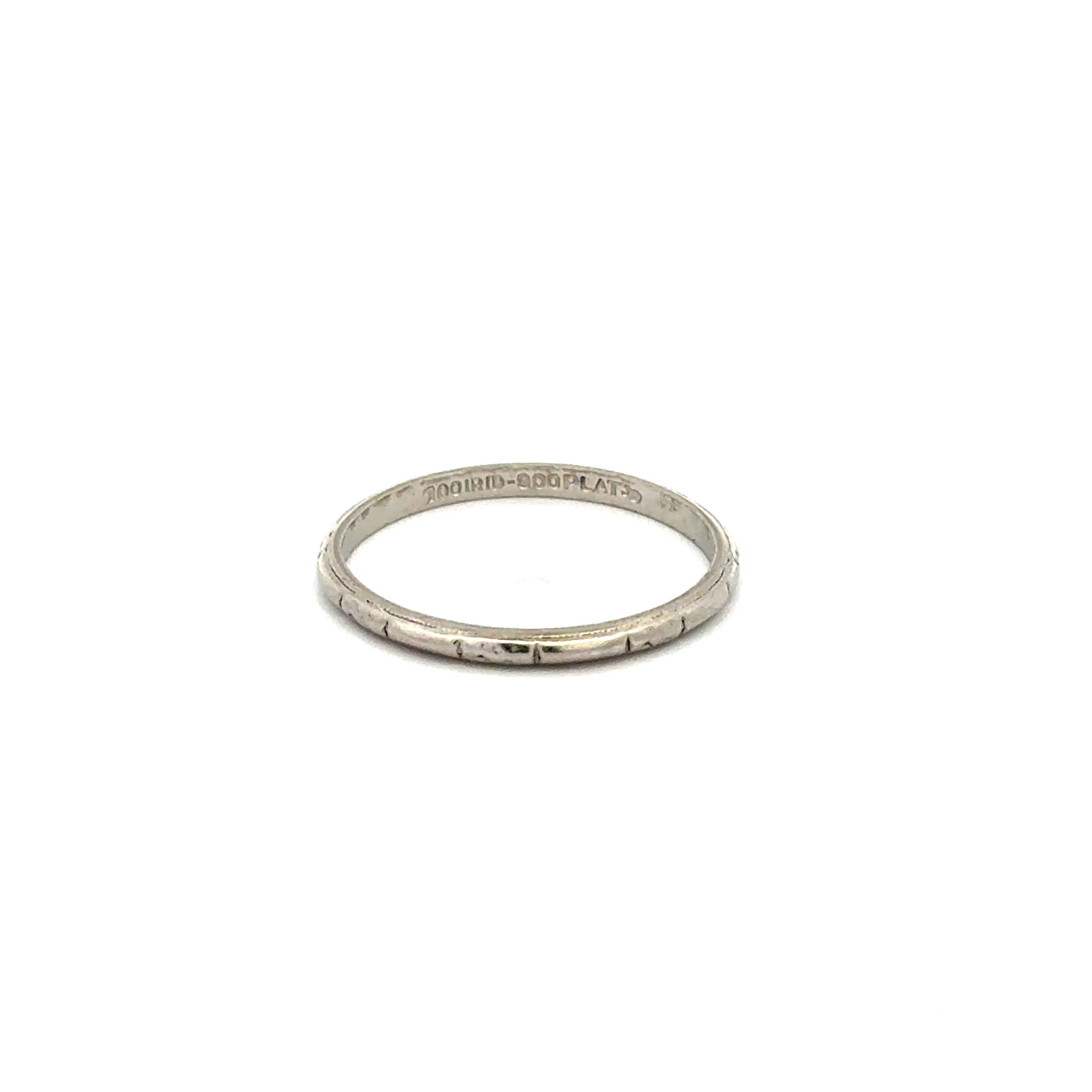 Platinum 900 Art Deco Engraved Milgrain Band Ring 1.5g, s6