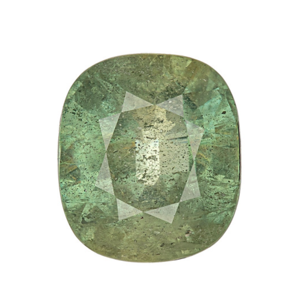 Closeup photo of 14.30ct Light Yellowish Greenish Sapphire Lead Fillied GIA