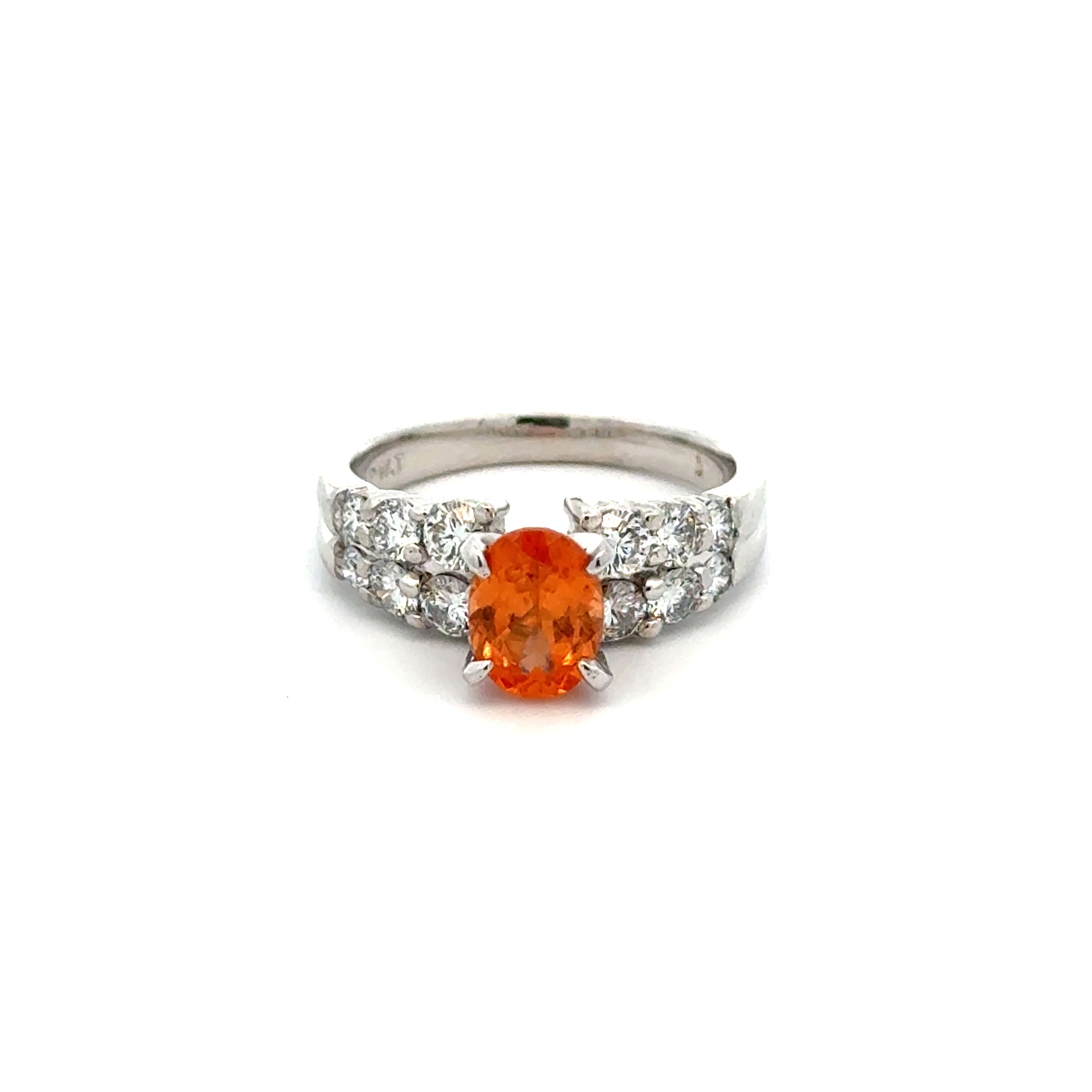 14K WG 1.55ct Oval Spessartite Garnet & .70tcw RBC Diamond Ring 5.6g, s6.25