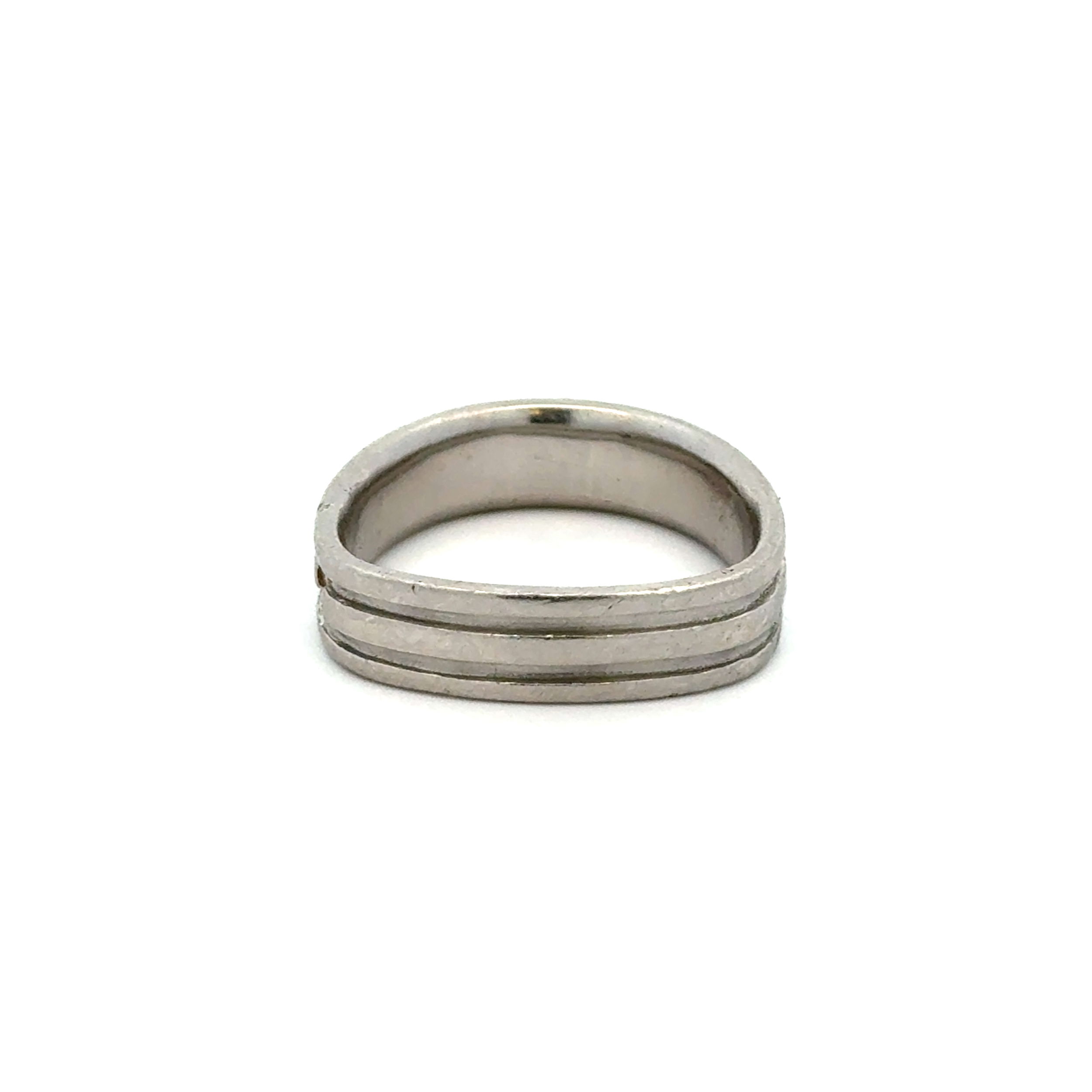 Platinum Gents Coffin & Trout Ribbed Wedding Band Ring 13.1g, s9.75