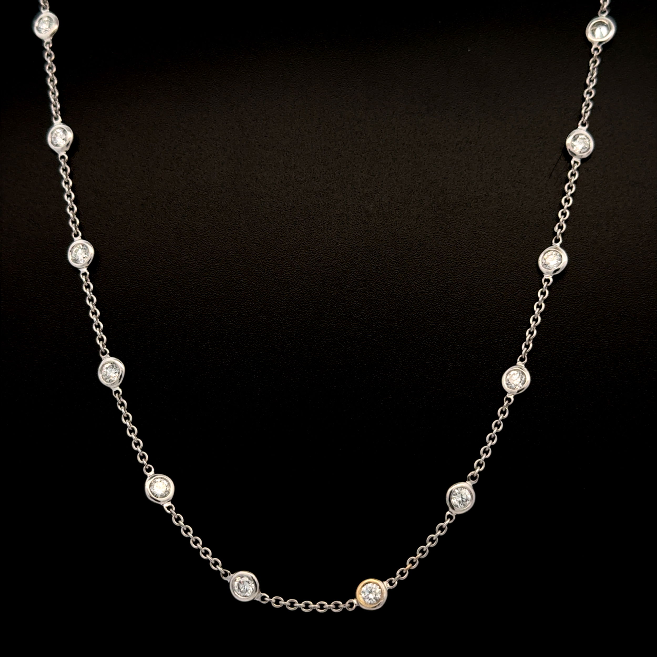 18K WG 22 RBC 2.50tcw Diamonds by the Yard Necklace 6.0g, 17"