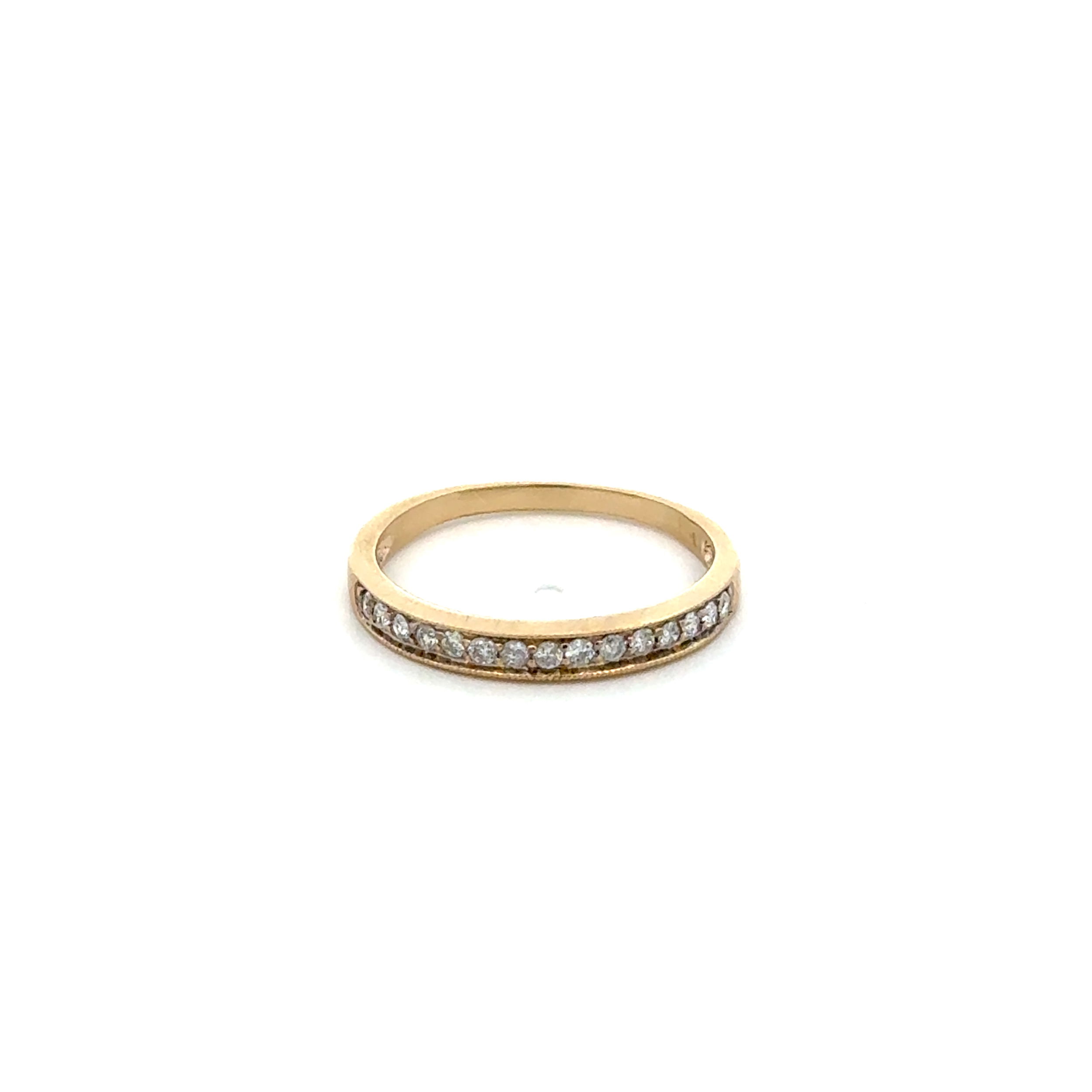 14K YG 15 RBC Diamond .30tcw Milgrain Band Ring 1.8g, s7.25