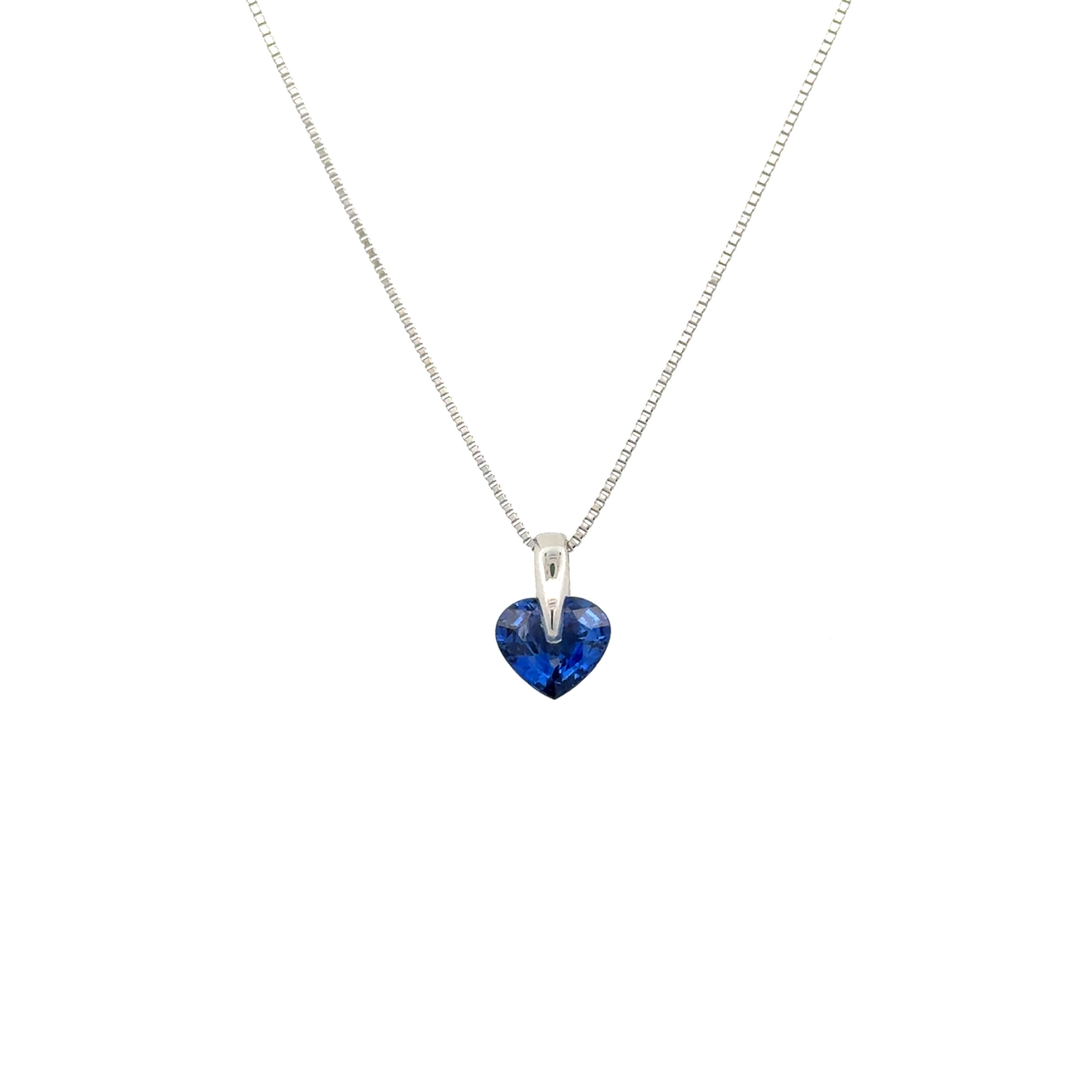 Platinum 1.50ct Heart Sapphire Center Bale Pendant Necklace 3.0g, 18"