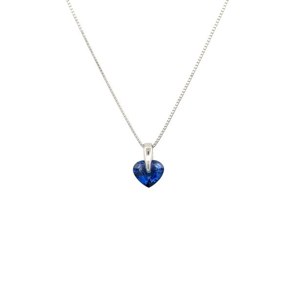 Closeup photo of Platinum 1.50ct Heart Sapphire Center Bale Pendant Necklace 3.0g, 18"