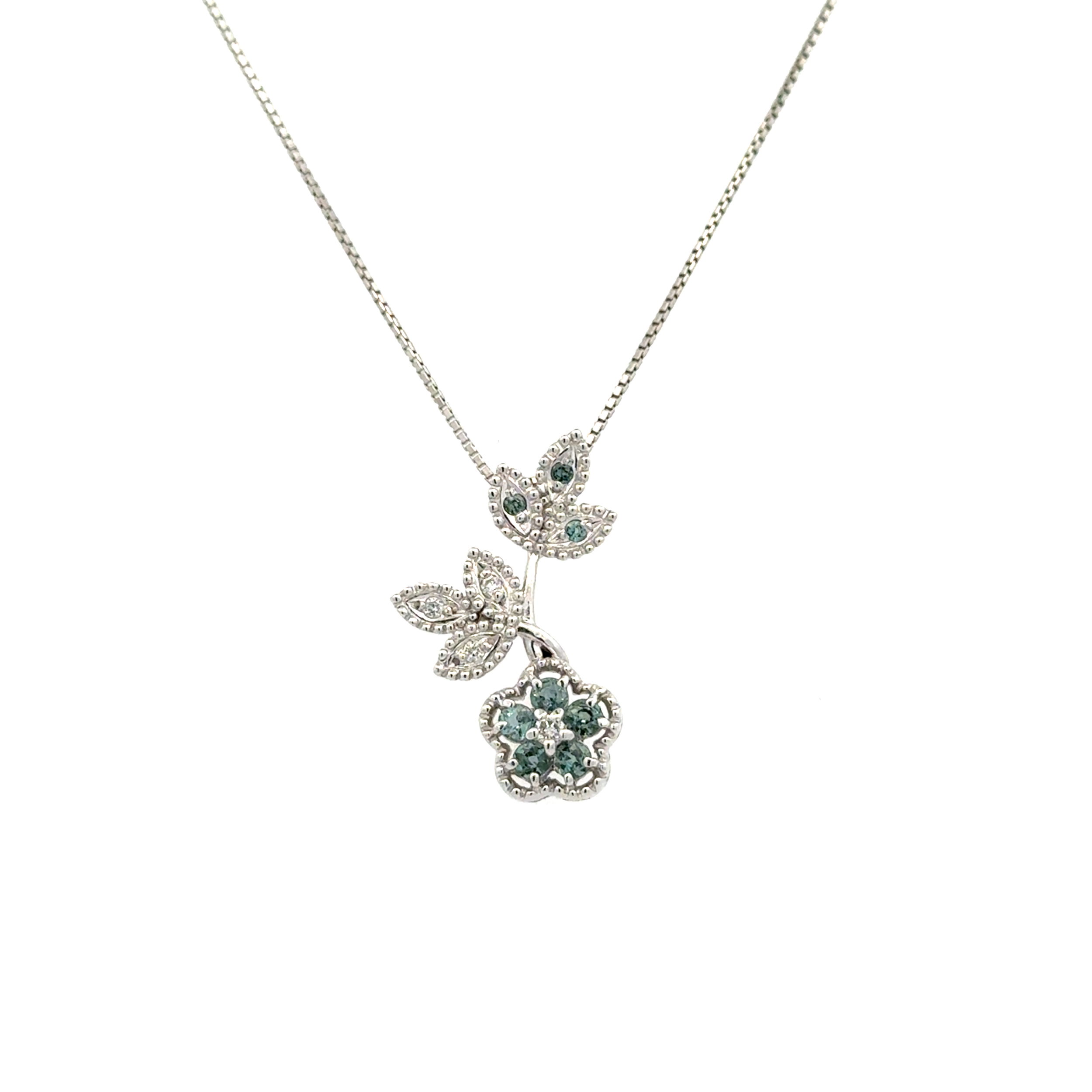 Platinum .28tcw Alexandrite & .06tcw RBC Diamond Flower Pendant Necklace 5.9g, 16"