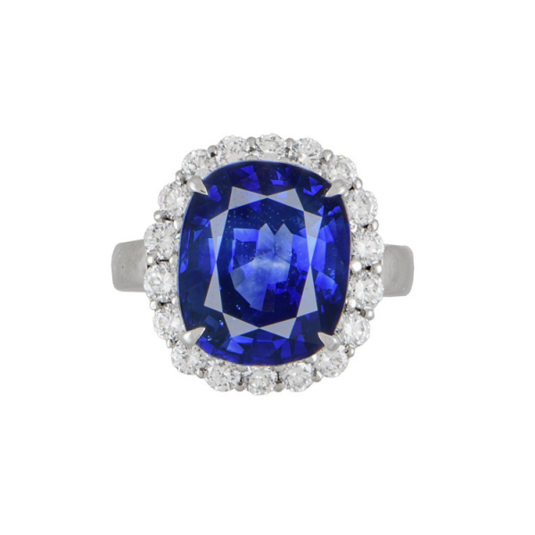 Platinum 9.26ct Gorgeous Cushion Royal Blue Ceylon Sapphire GIA & .97tcw RBC Diamond Ring 10.0g, s6.25