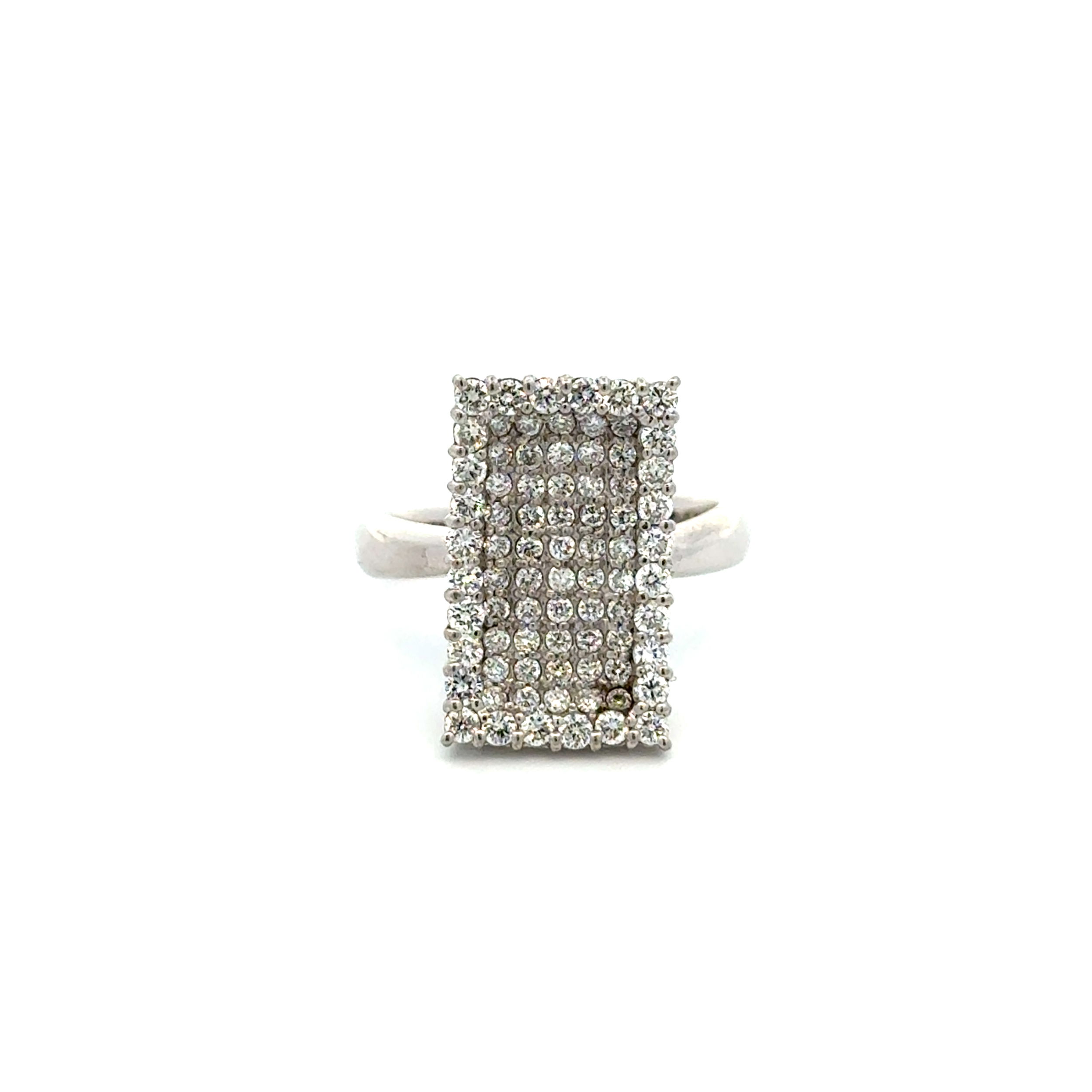 18K WG 1.00tcw RBC Diamond Rectangular Pave Ring 6.8g, s6.25