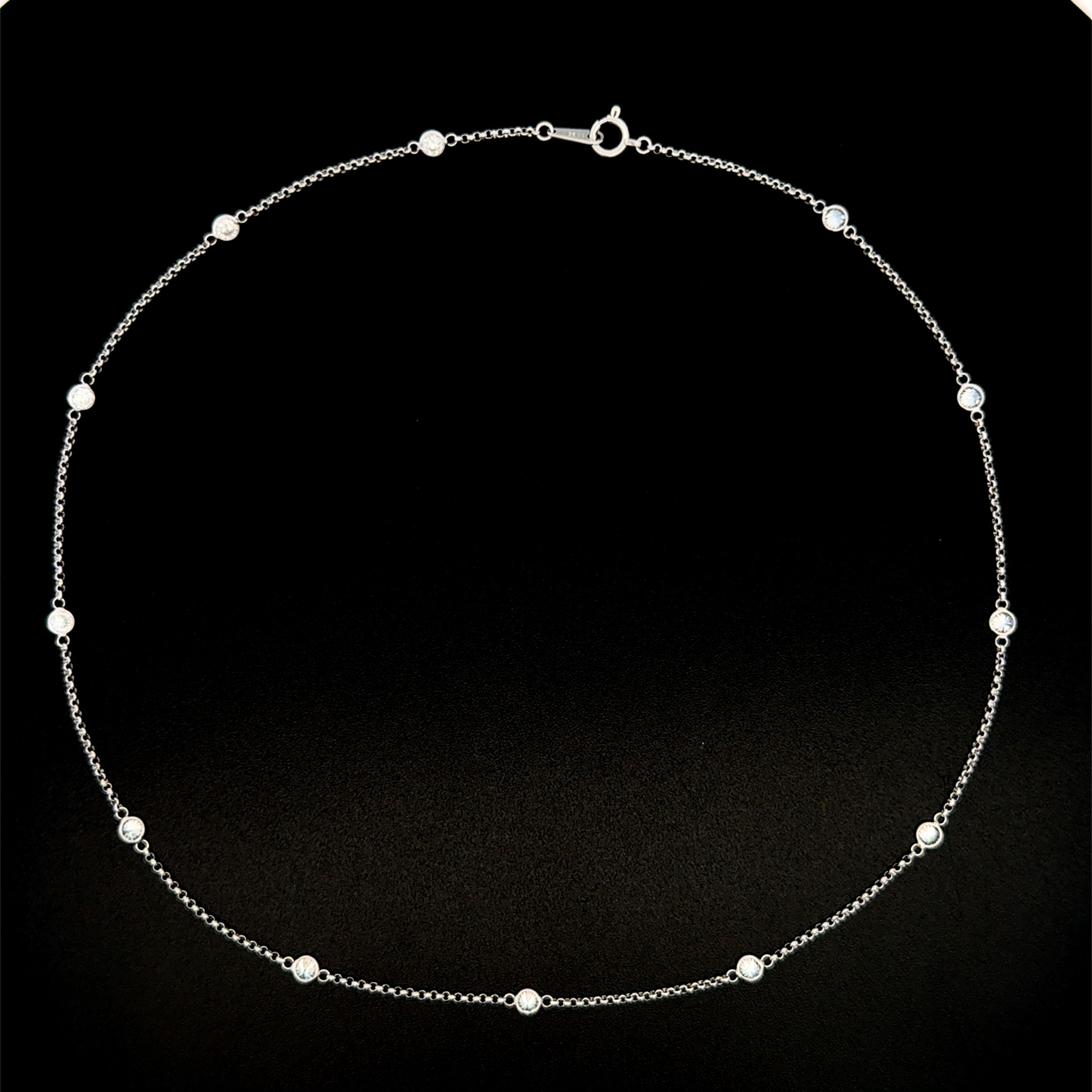 18K WG 12 RBC 1.12tcw Diamonds by the Yard Necklace 2.4g, 14.25"