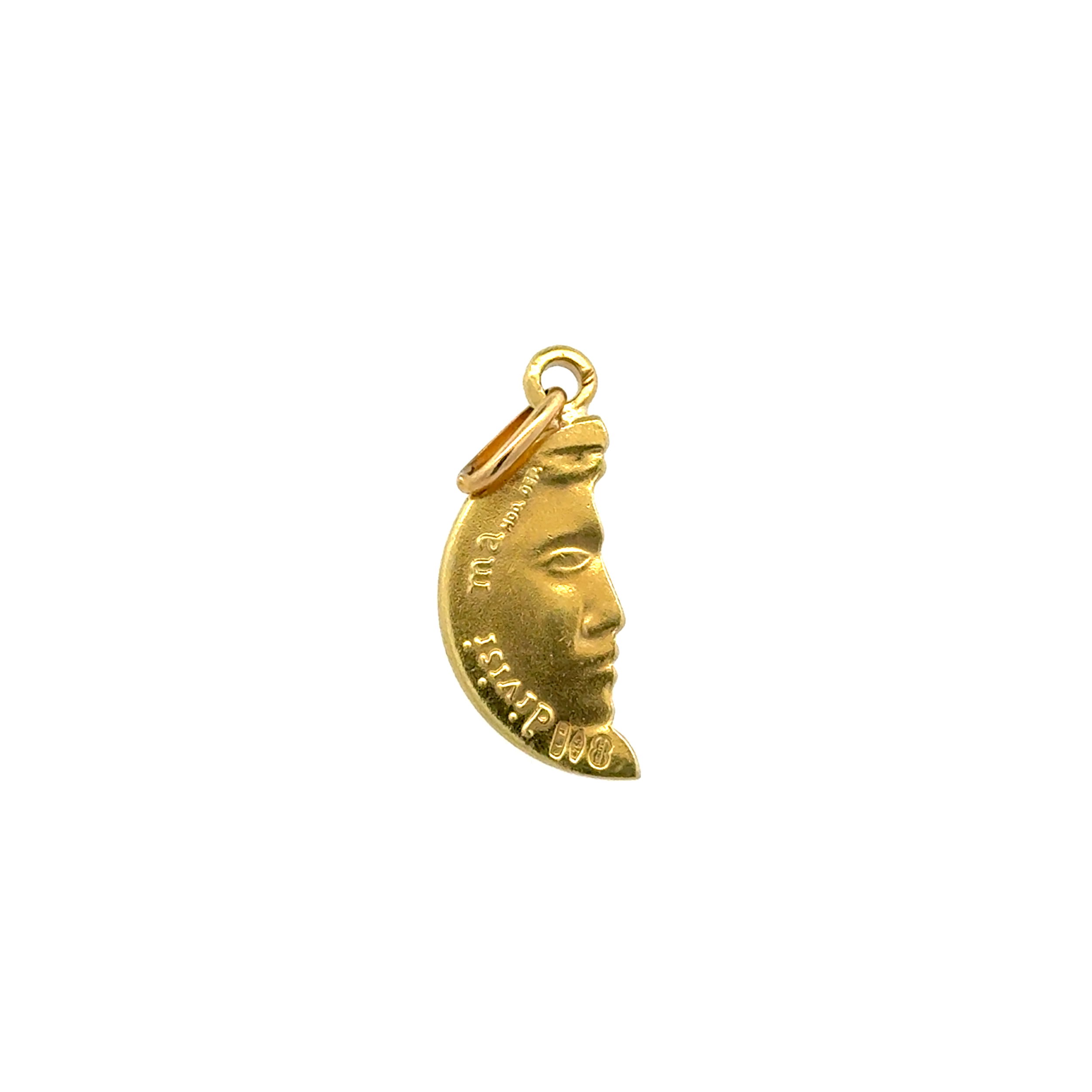 18K YG Italian MOD DEP Moon Face Sempre Uniti Divisi Ma Charm 3.4g,