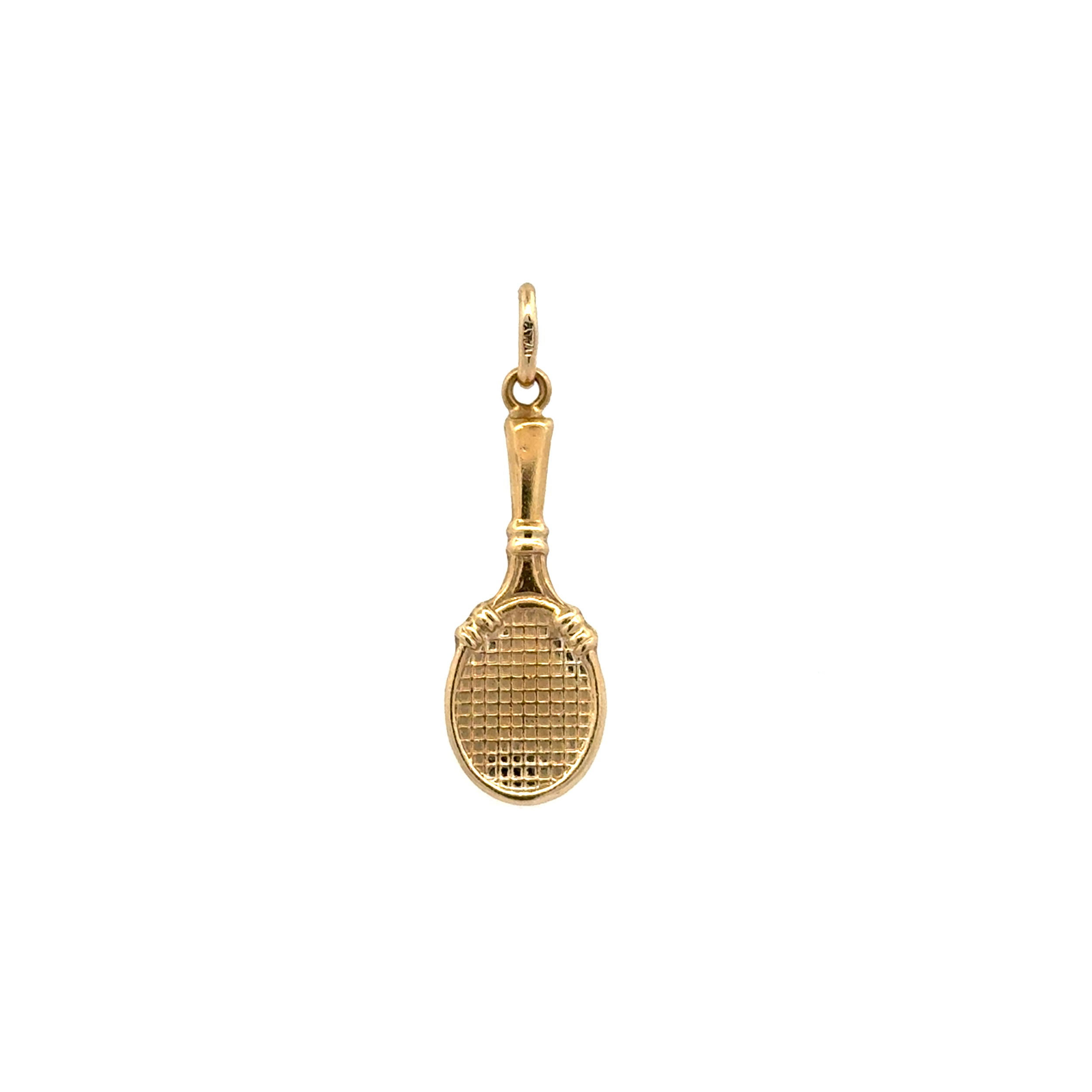 14K YG Tennis Raquet Charm 1.2g, 1.30"