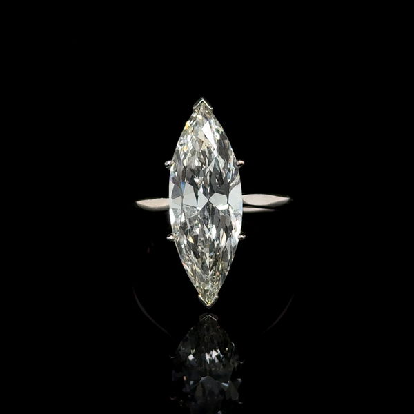 Closeup photo of Platinum 4.50ct Natural Marquis Diamond Solitaire Ring 4.9g, s7