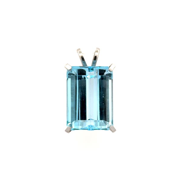 Closeup photo of 14K WG 30.00ct Emerald Cut Aquamarine Pendant 13.0g,