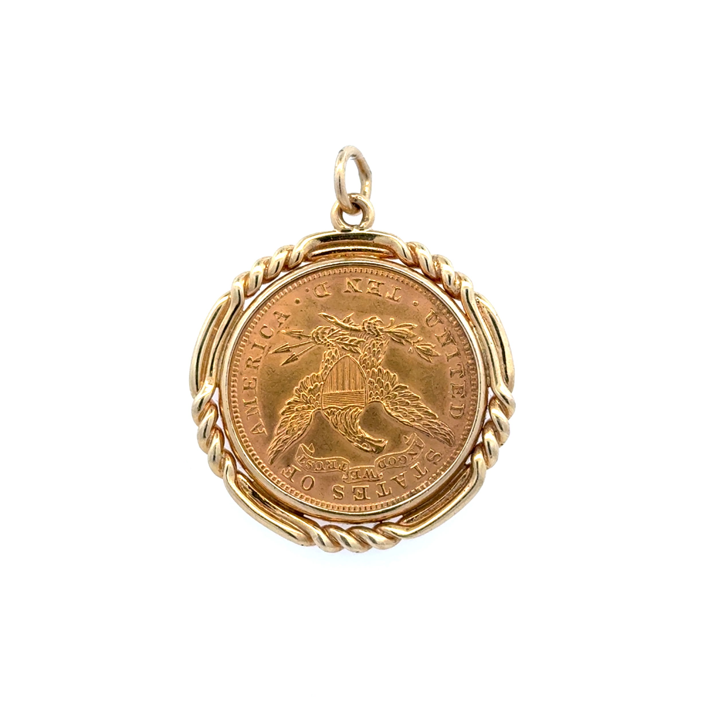 22K & 14K 1904 $10 Lady Libery Coin in Bezel Pendant 23.0g