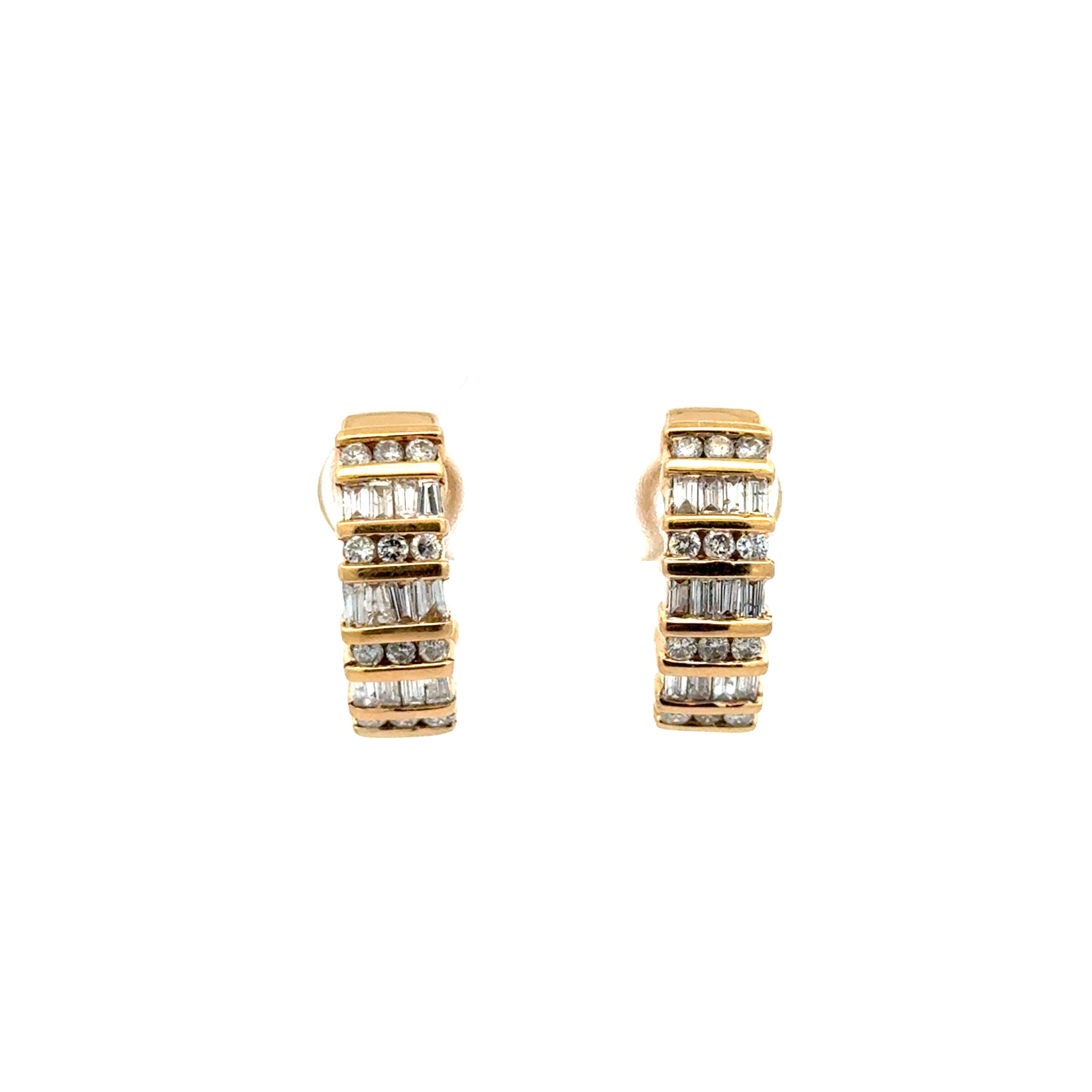 14K YG 1.25tcw Baguette & RBC Diamond French Clip Earrings 7.0g 14K YG 1.25tcw Baguette & RBC Diamond French Clip Earrings 7.0g