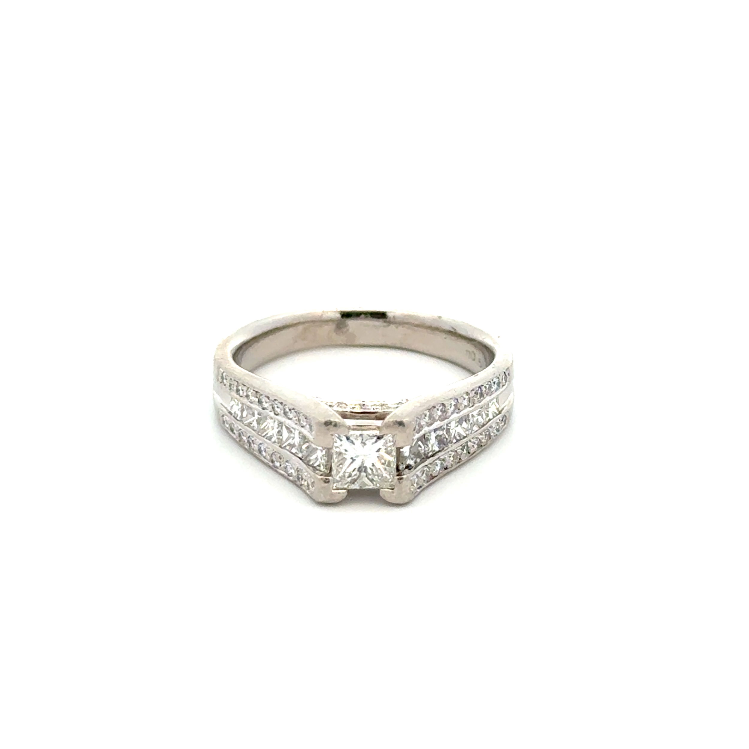 Platinum .51ct Princess Diamond & 1.00 RBC and Prin Diamond Ring 9.8g, s7.75