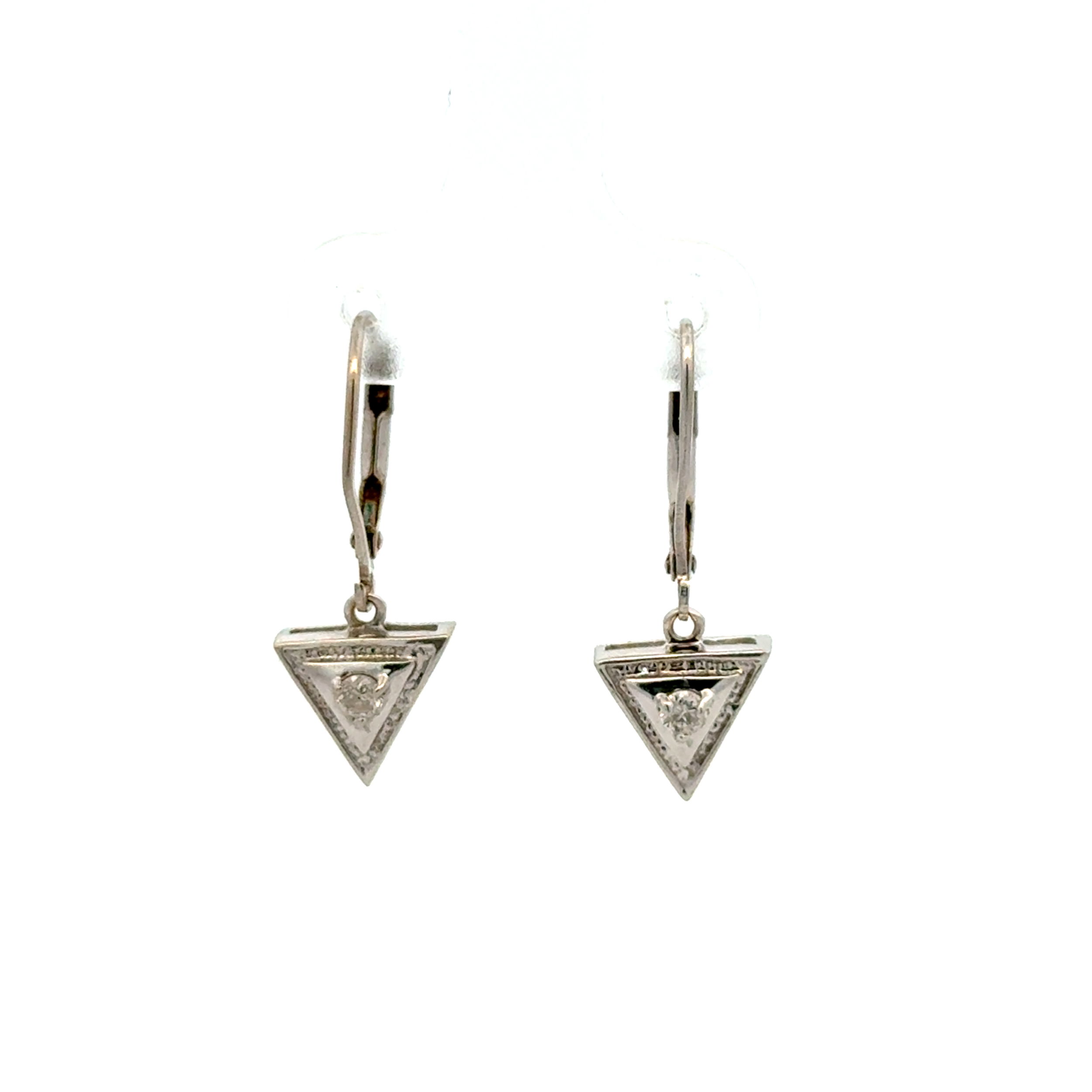 14K WG Triangle Drop .10tcw RBC Diamond Earrings 2.1g 14K WG Triangle Drop .10tcw RBC Diamond Earrings 2.1g