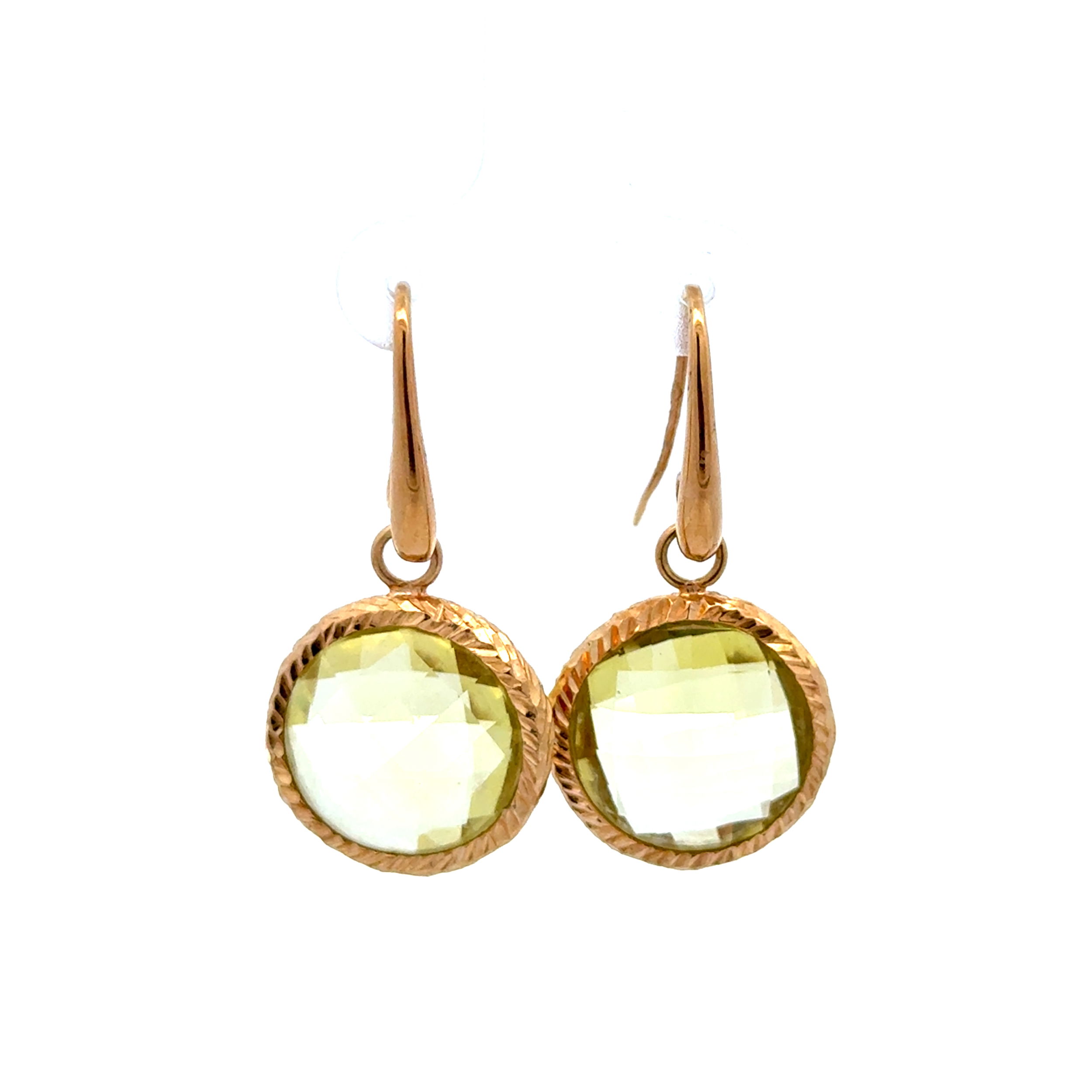 18K YG 12.00tcw Faceted Citrine Drop Earrings 8.7g