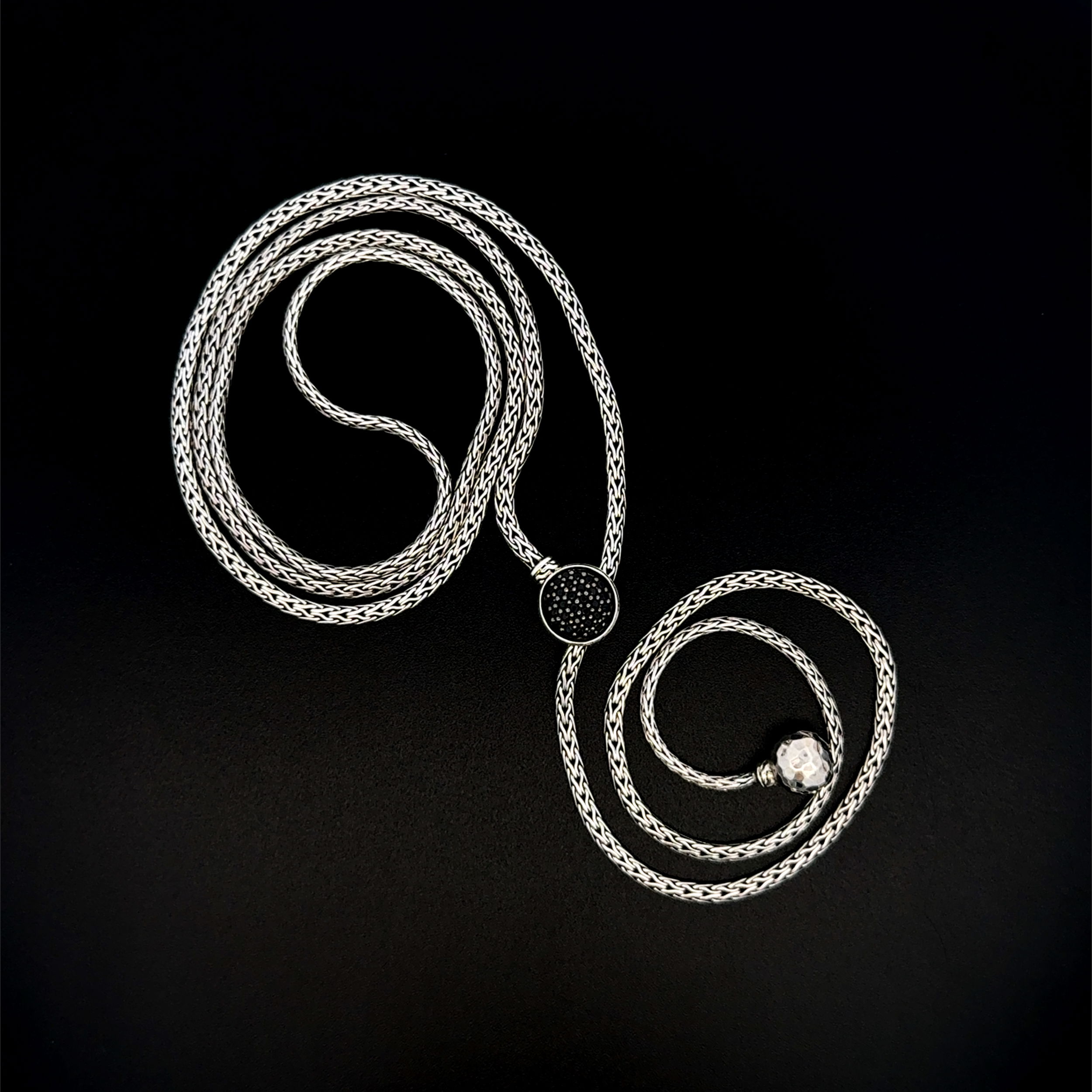 925 Sterling JOHN HARDY Black Sapphire Slide Lariat Necklace 17.6g 925 Sterling JOHN HARDY Black Sapphire Slide Lariat Necklace 17.6g
