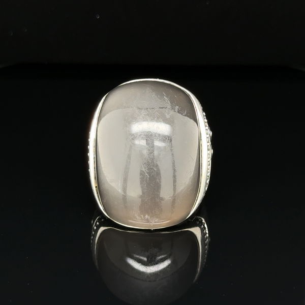 Closeup photo of 925 Sterling JOHN HARDY Bamboo Moonstone & Diamond Ring 20.3g, s9