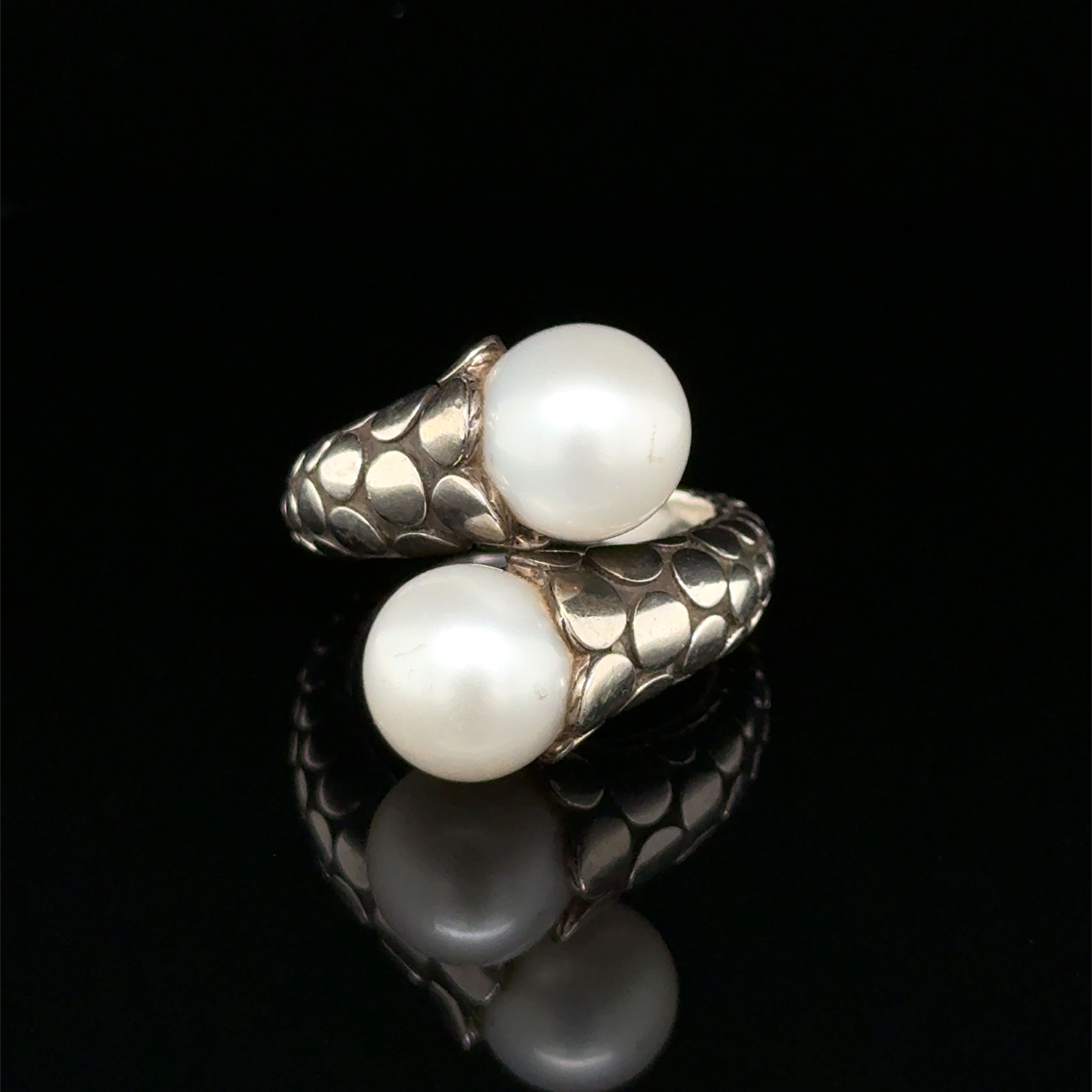 925 Sterling JOHN HARDY Dot 10.5mm Pearl Bypass Ring 13.6g, s8.5 925 Sterling JOHN HARDY Dot 10.5mm Pearl Bypass Ring 13.6g, s8.5