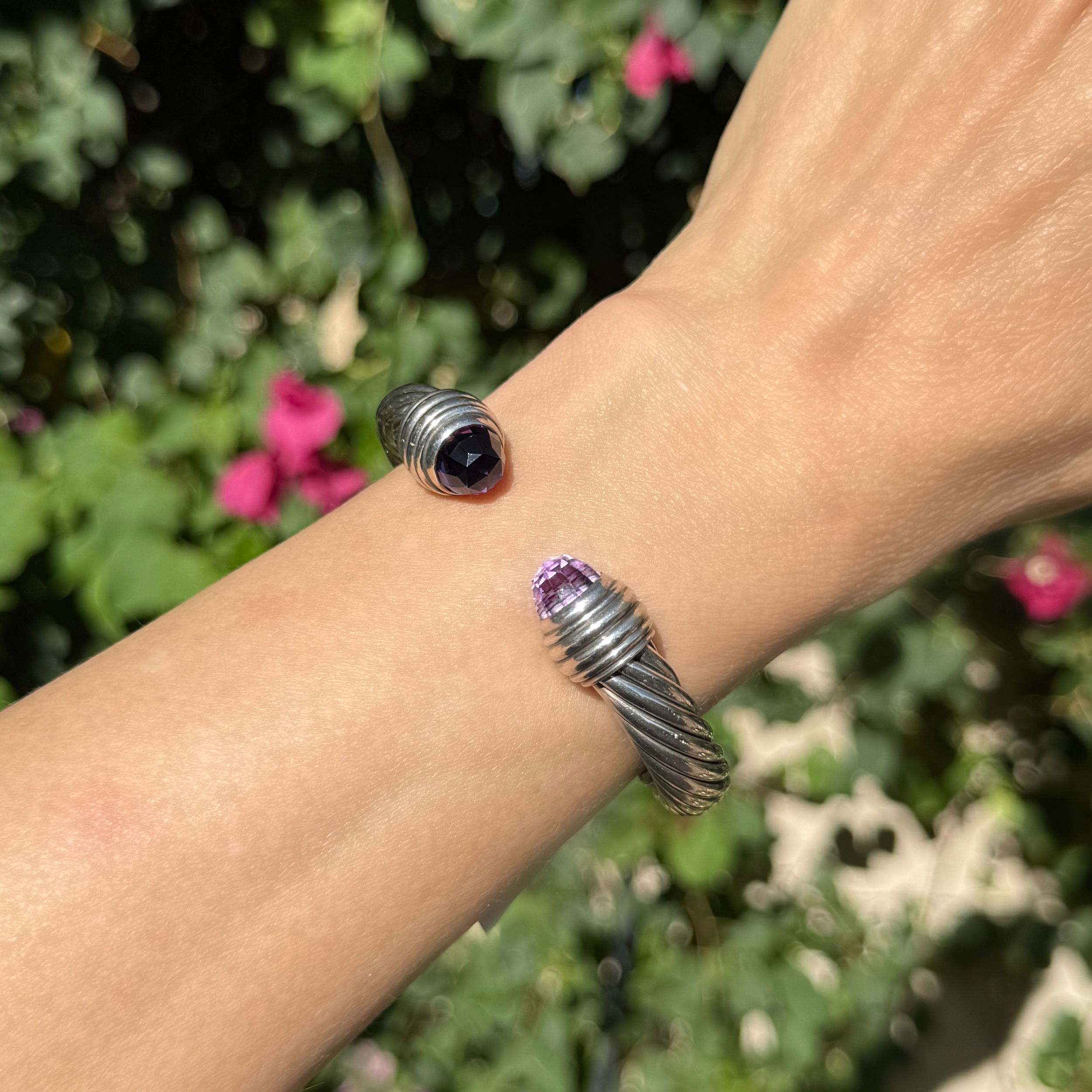 925 Sterling DAVID YURMAN 10mm Amethyst Cable Cuff Bangle 47.8g 925 Sterling DAVID YURMAN 10mm Amethyst Cable Cuff Bangle 47.8g