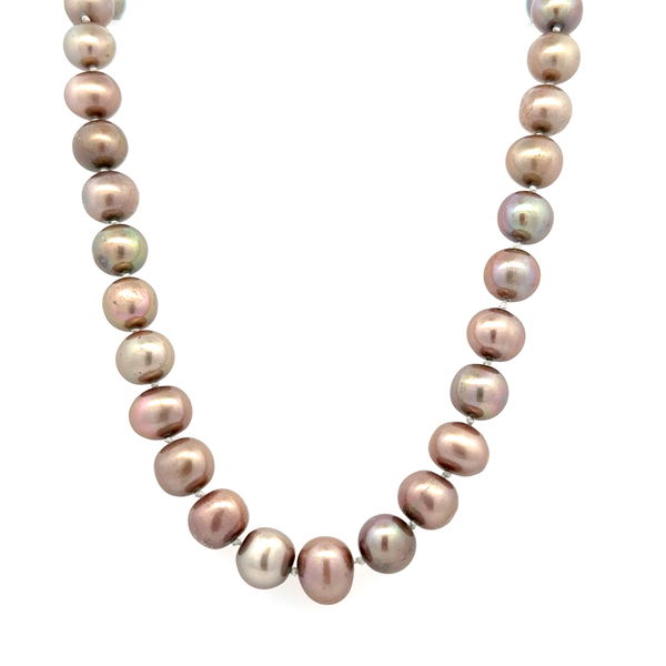 Closeup photo of 14K YG 9.5mm Brownish Gray Pearl Strand Bracelet 68.8g, 24"