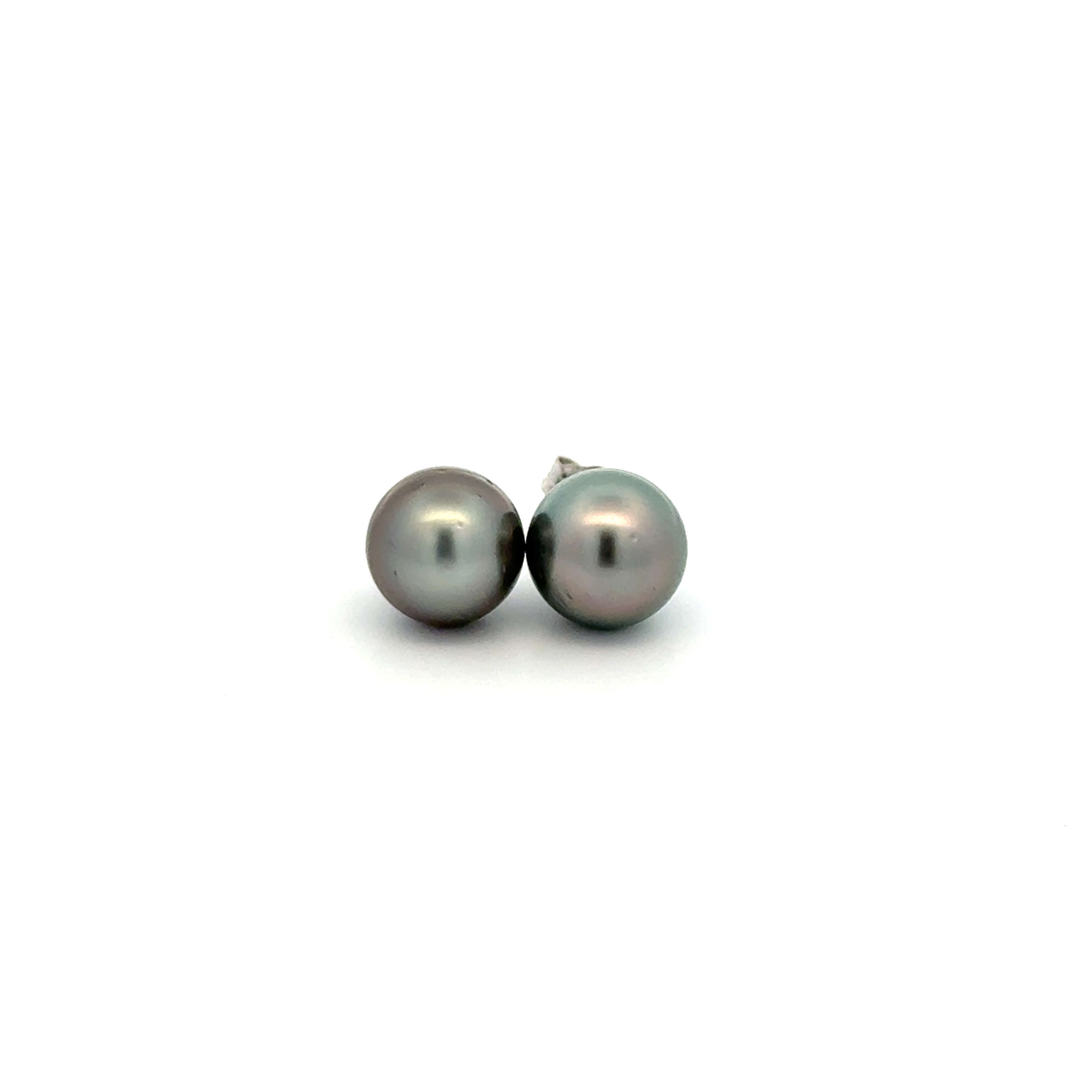 14K WG 8.10mm Tahitian Pearl Stud Earrings 1.8g 14K WG 8.10mm Tahitian Pearl Stud Earrings 1.8g