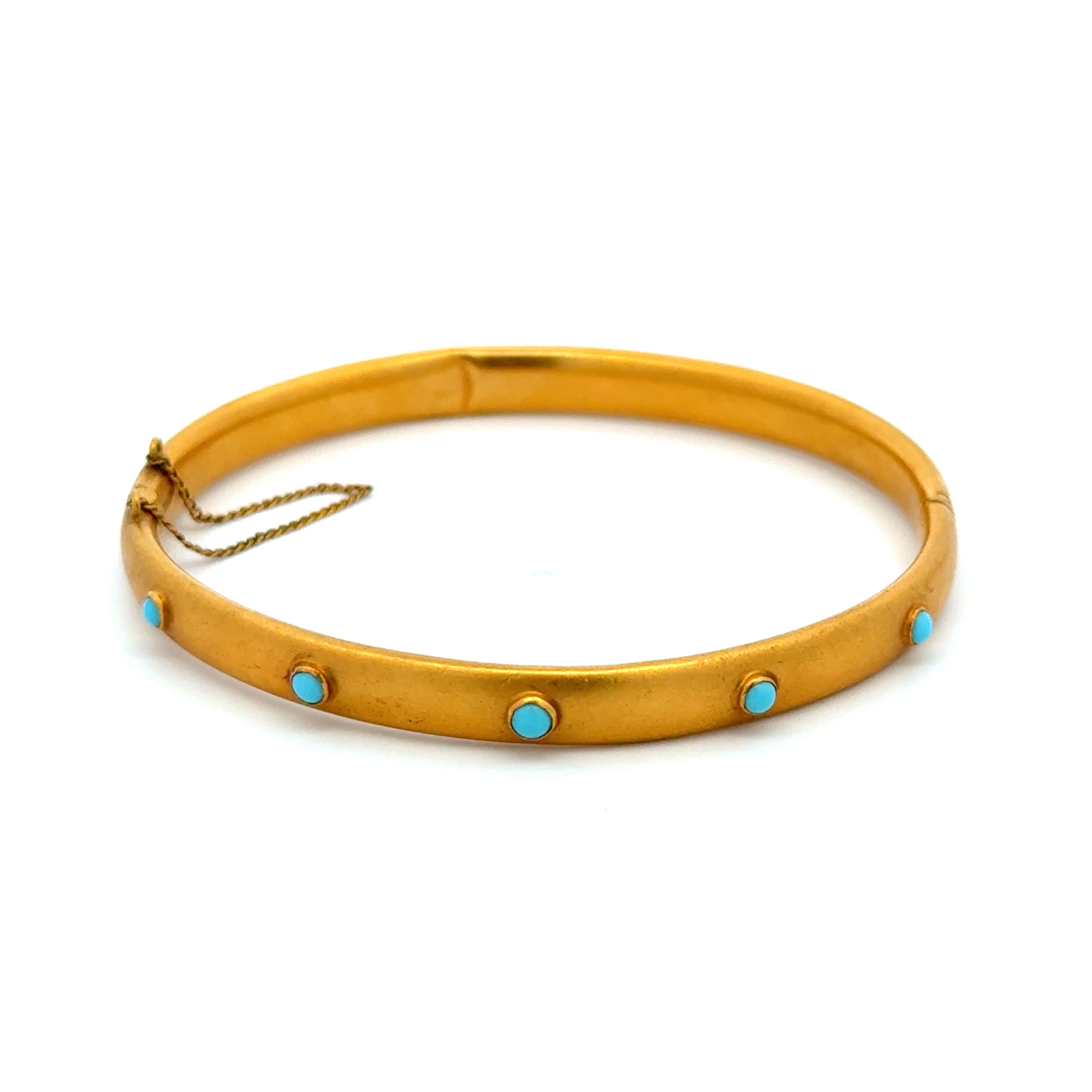 22K Wash on 14K Etruscan Turquoise Bangle Bracelet 6.7g, Small Size 22K Wash on 14K Etruscan Turquoise Bangle Bracelet 6.7g, Small Size