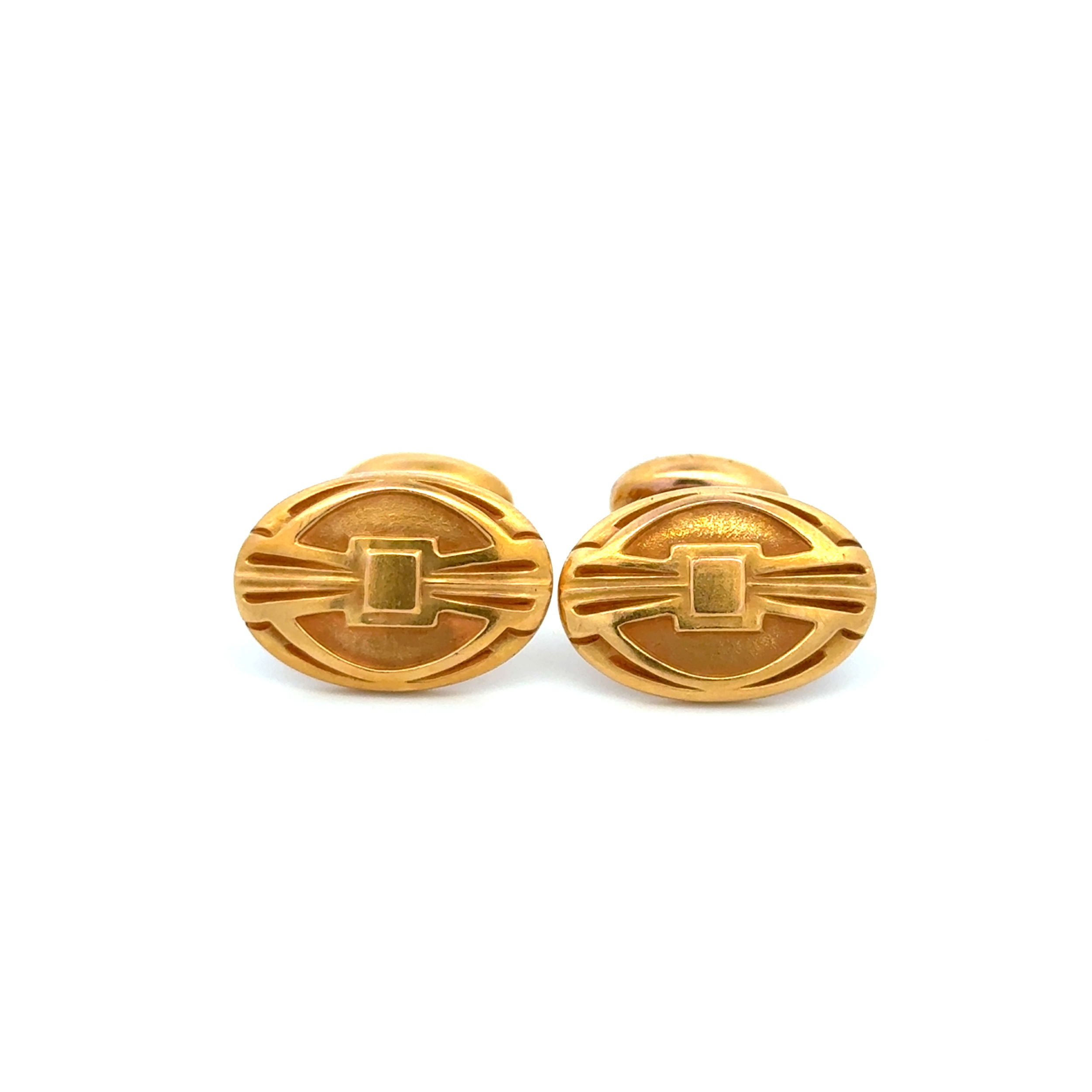 14K YG Art Deco Stiff Cufflinks 4.6g