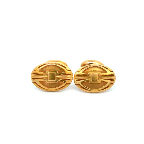 Closeup photo of 14K YG Art Deco Stiff Cufflinks 4.6g