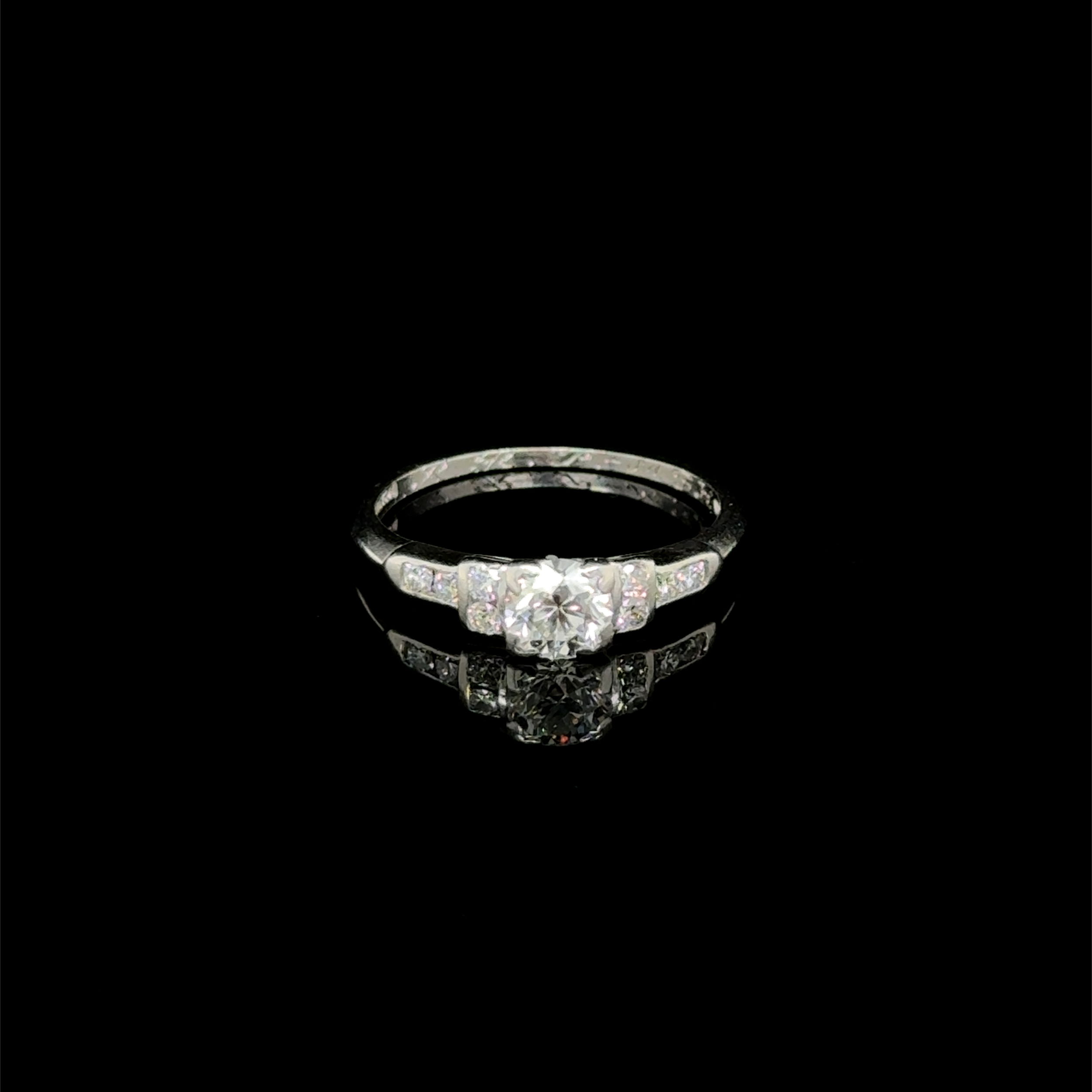 Platinum Art Deco .50ct OEC Diamond & .18tcw Diamond Ring 3.0g, s6.5 Platinum Art Deco .50ct OEC Diamond & .18tcw Diamond Ring 3.0g, s6.5