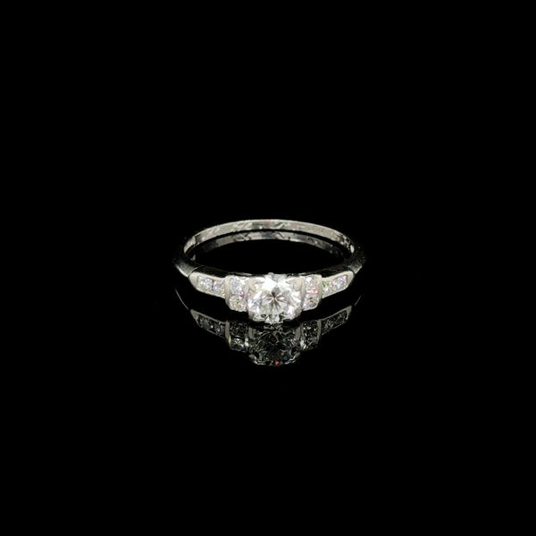 Closeup photo of Platinum Art Deco .50ct OEC Diamond & .18tcw Diamond Ring 3.0g, s6.5