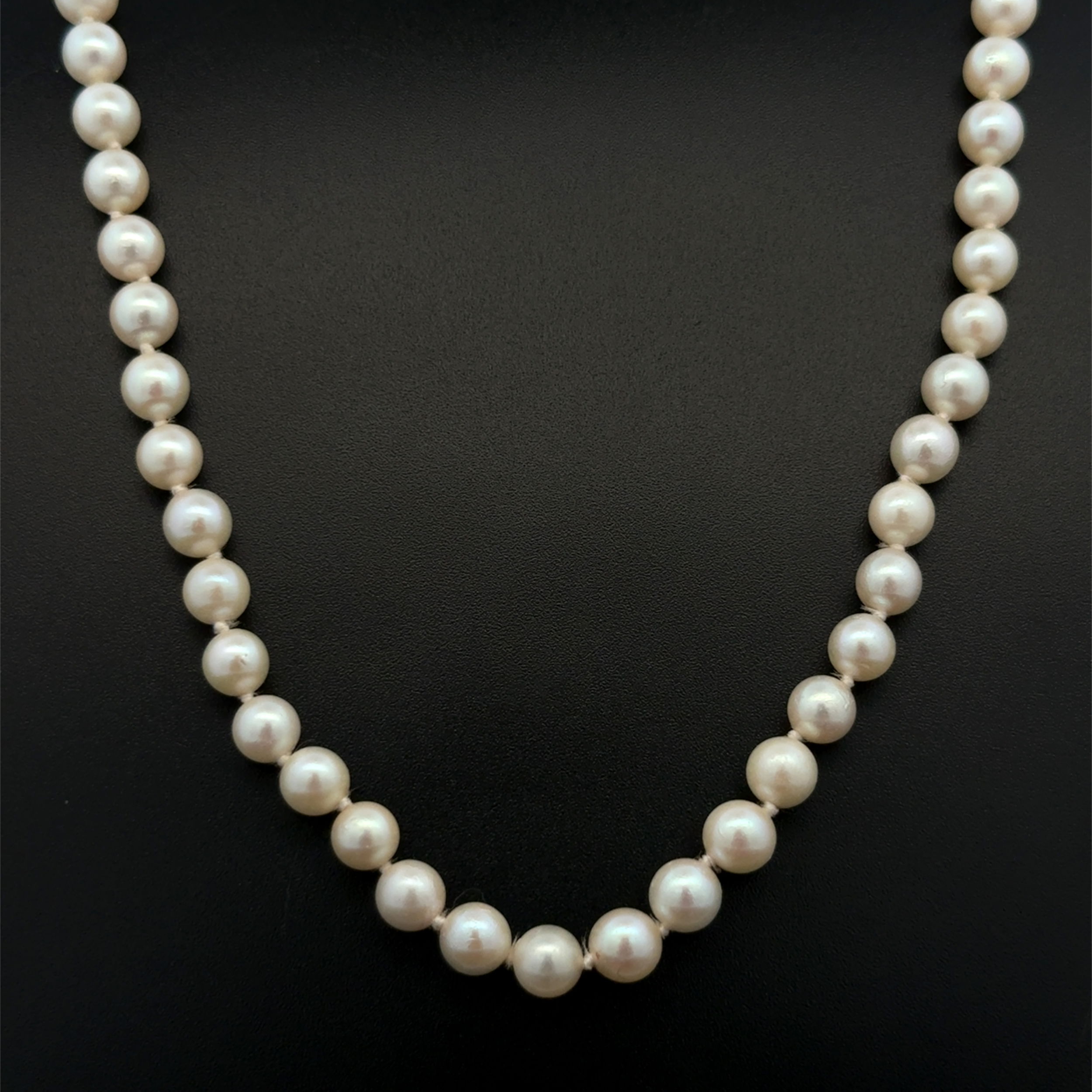 14K YG 5.5mm Pearl Strand Necklace 16.5g, 16"