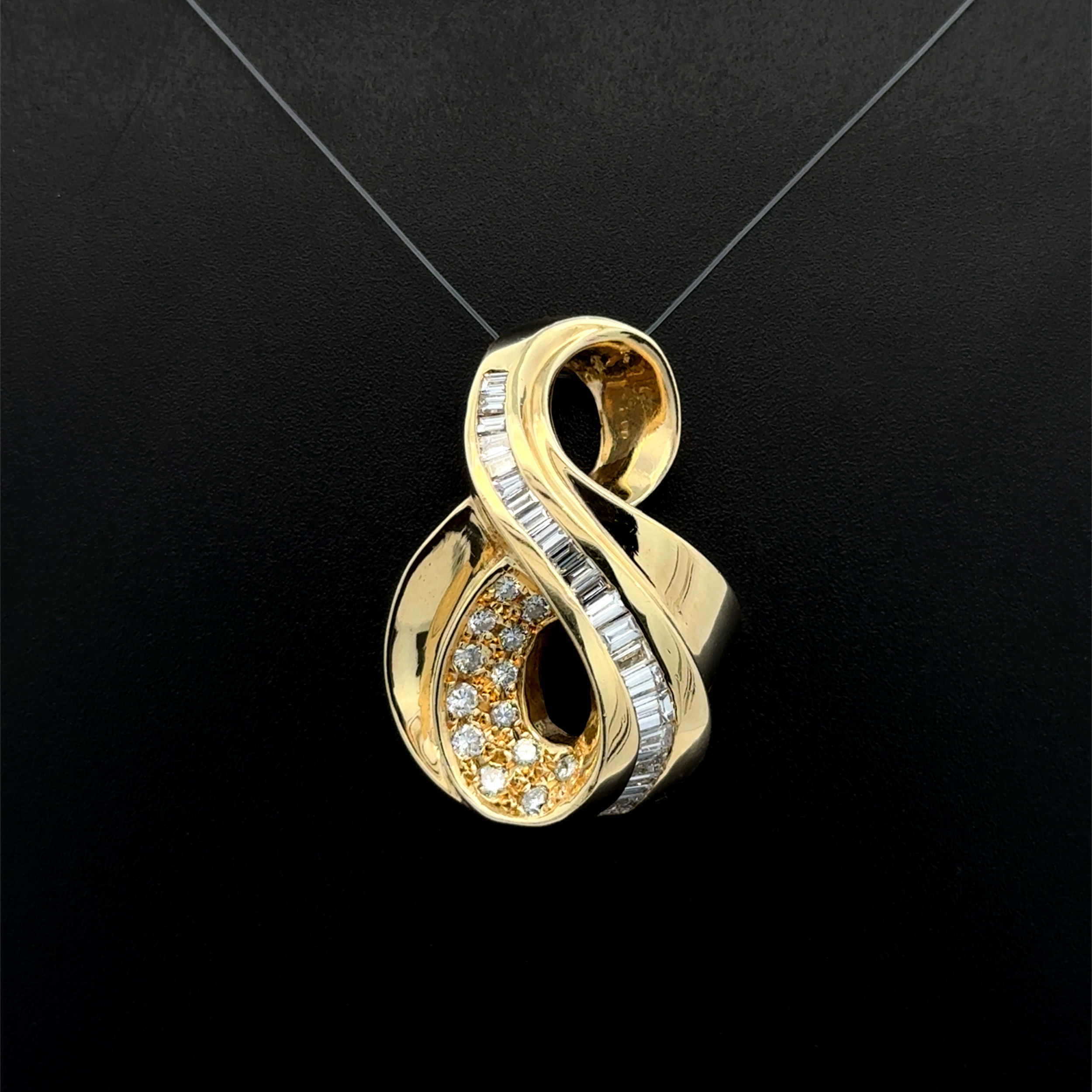 18K YG 1.40tcw Baguette & RBC Diamond Omega Enhancer Silde Pendant 15.8g, 1.3" 18K YG 1.40tcw Baguette & RBC Diamond Omega Enhancer Silde Pendant 15.8g, 1.3"