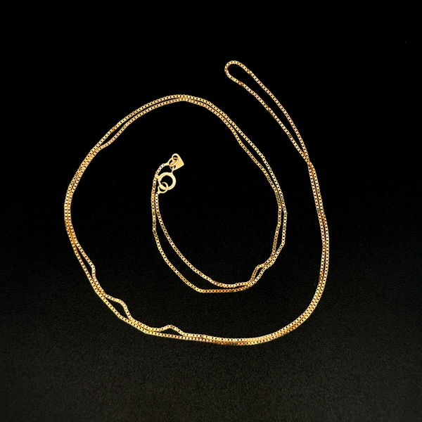Closeup photo of 14K YG Box Chain Necklace 1.9g, 24"