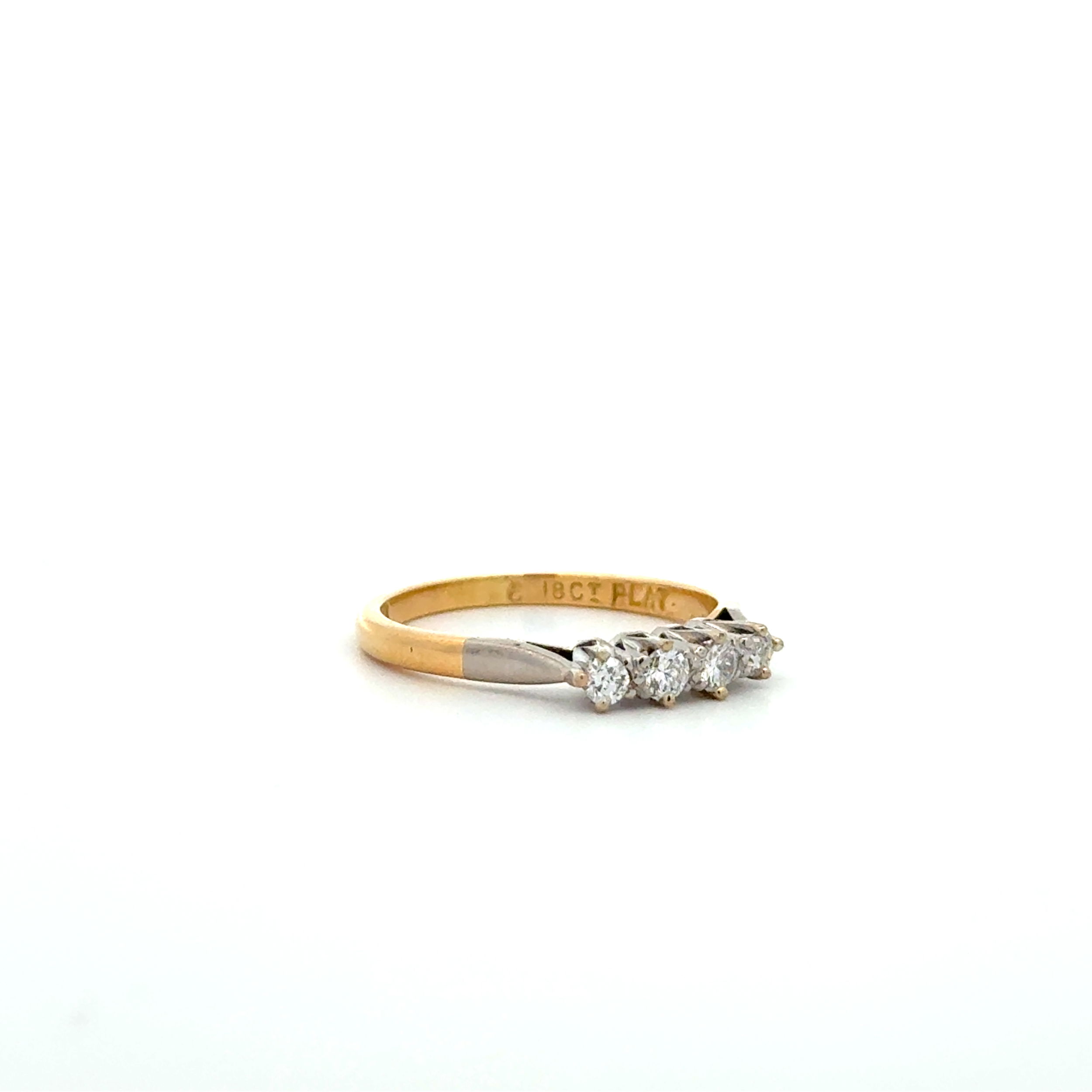 Platinum on 18K 4 RBC Diamond .25tcw Band Ring 2.5g, s7 Platinum on 18K 4 RBC Diamond .25tcw Band Ring 2.5g, s7