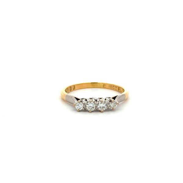 Closeup photo of Platinum on 18K 4 RBC Diamond .25tcw Band Ring 2.5g, s7