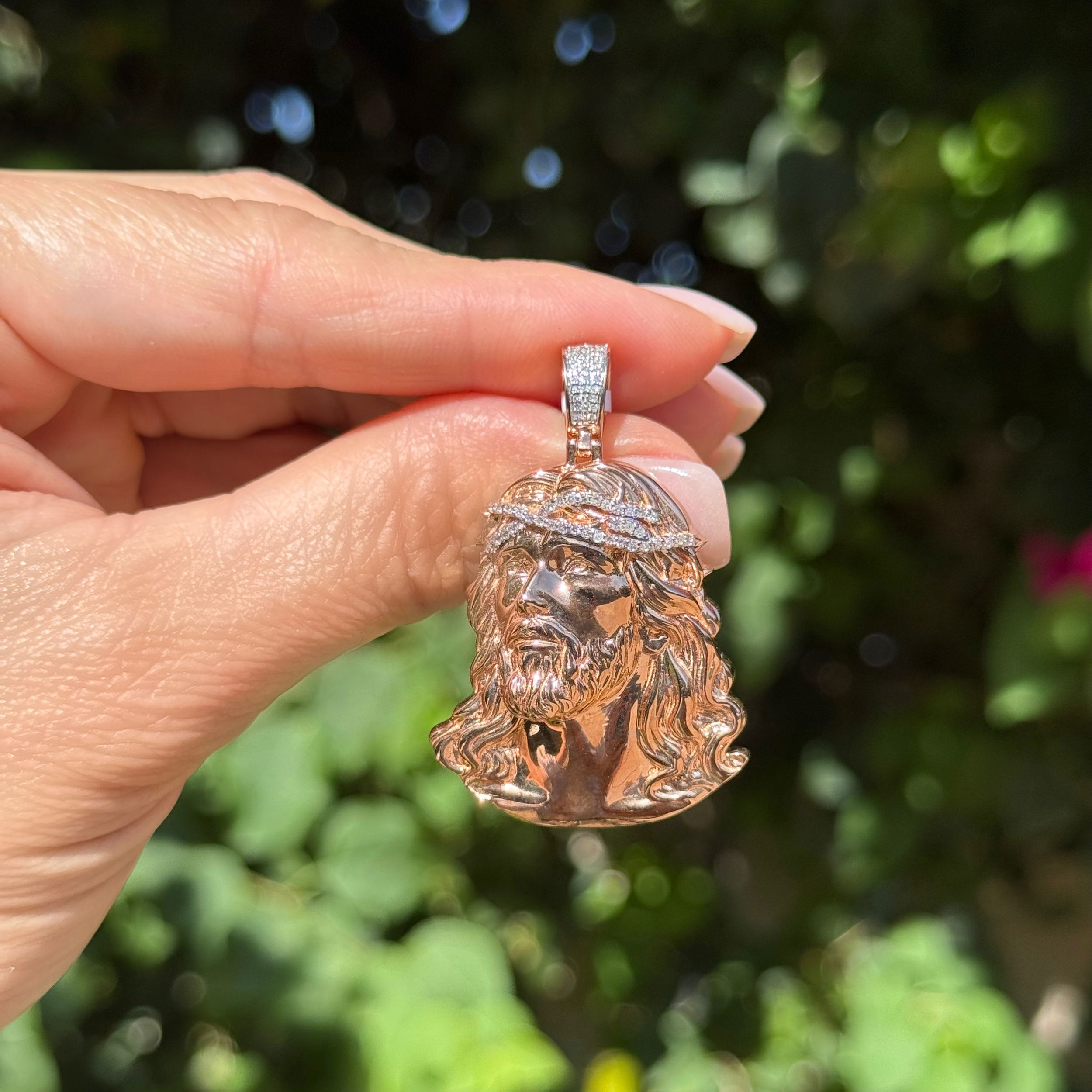 10K RG .50tcw RBC Diamond JESUS CHRISTO Pendant 10.7g, 1.9" 10K RG .50tcw RBC Diamond JESUS CHRISTO Pendant 10.7g, 1.9"