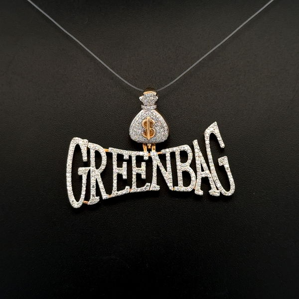 Closeup photo of 10K YG GREENBAG .75tcw RBC Diamond Pave Pendant 8.3g