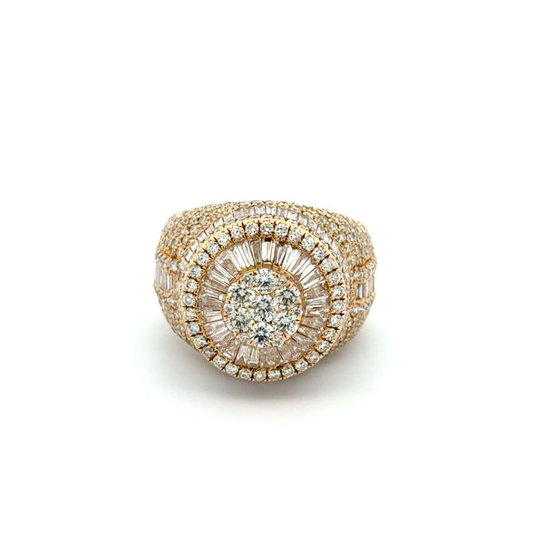 Closeup photo of 14K YG 6.00tcw Baguette & RBC Pave Diamond Dome Ring 20.0g, s10