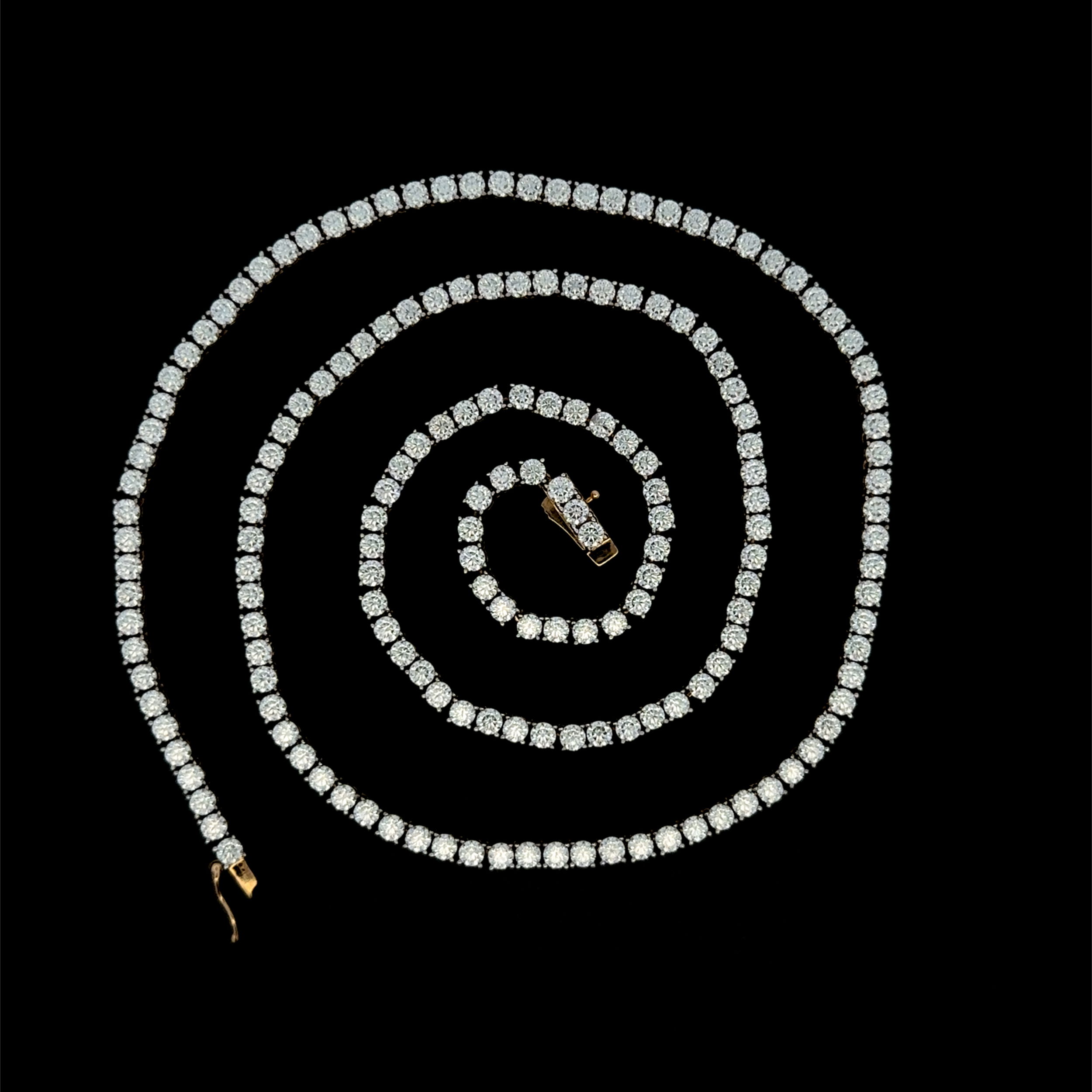 10K YG 20.61ct Moissanite Tennis Line Necklace 25.9g, 22" 10K YG 20.61ct Moissanite Tennis Line Necklace 25.9g, 22"