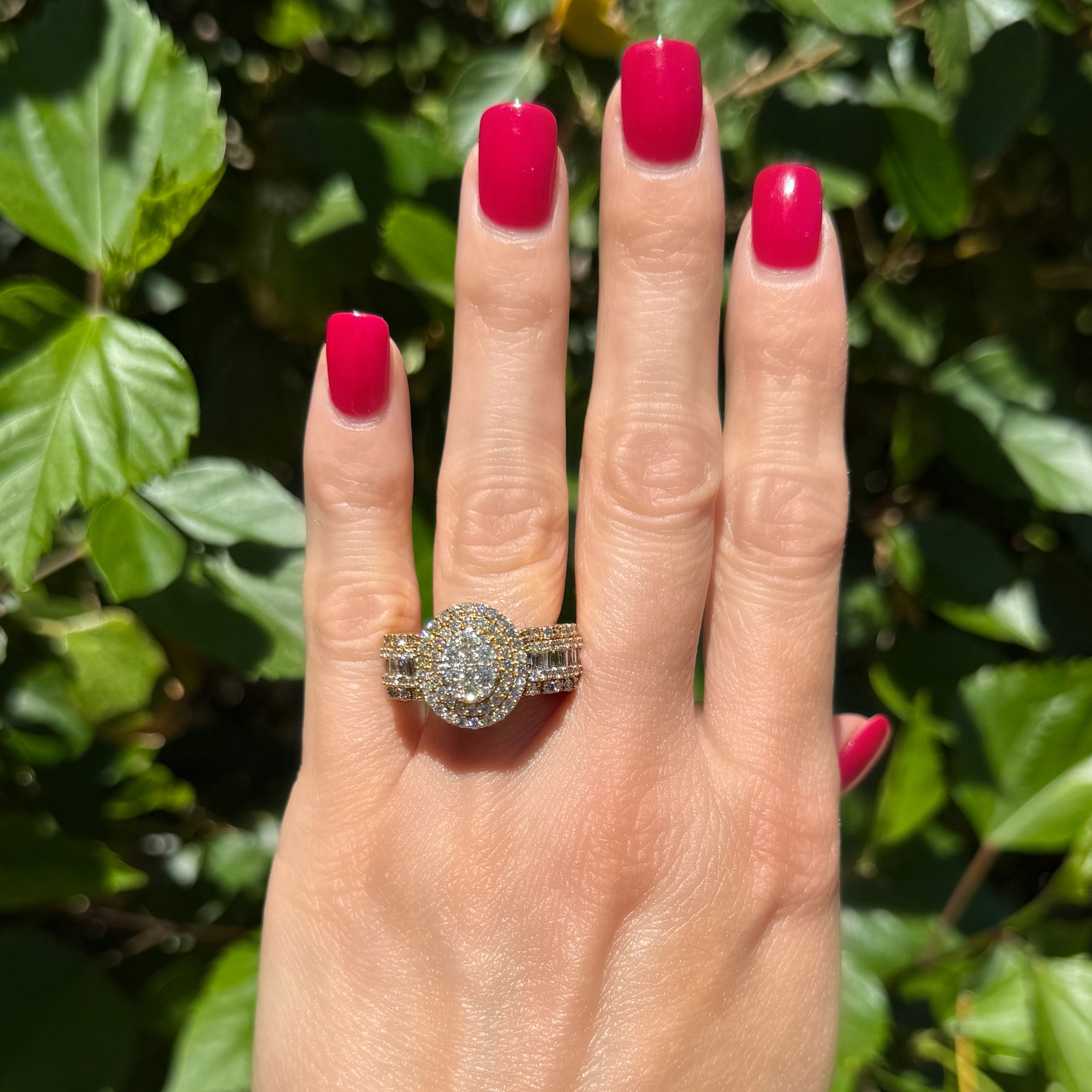 10K YG 2.90tcw Baguette & RBC Pave Diamond Cluster Ring 10.6g, s9.5 10K YG 2.90tcw Baguette & RBC Pave Diamond Cluster Ring 10.6g, s9.5