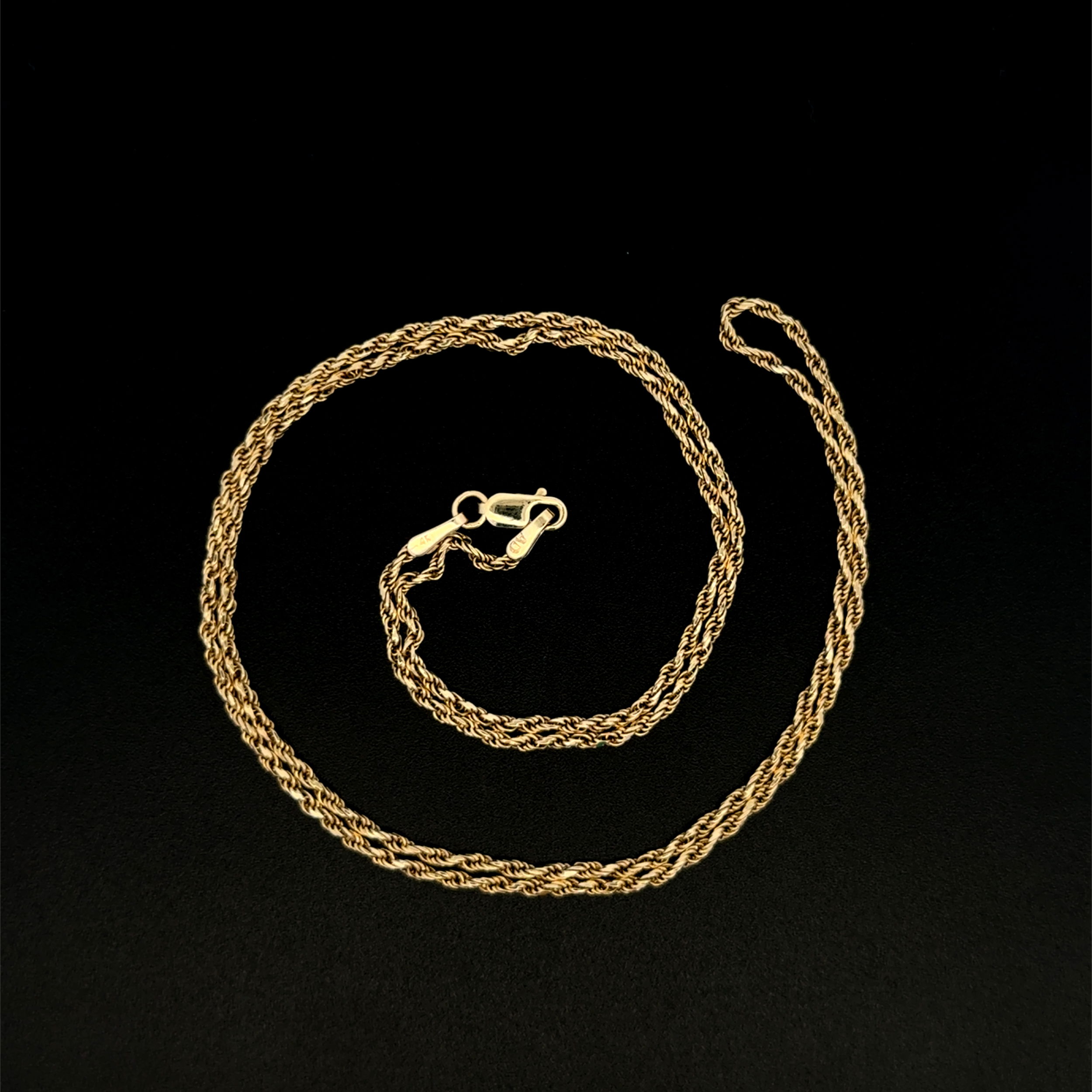 14K YG Diamond Cut Rope Chain 5.1g, 22"