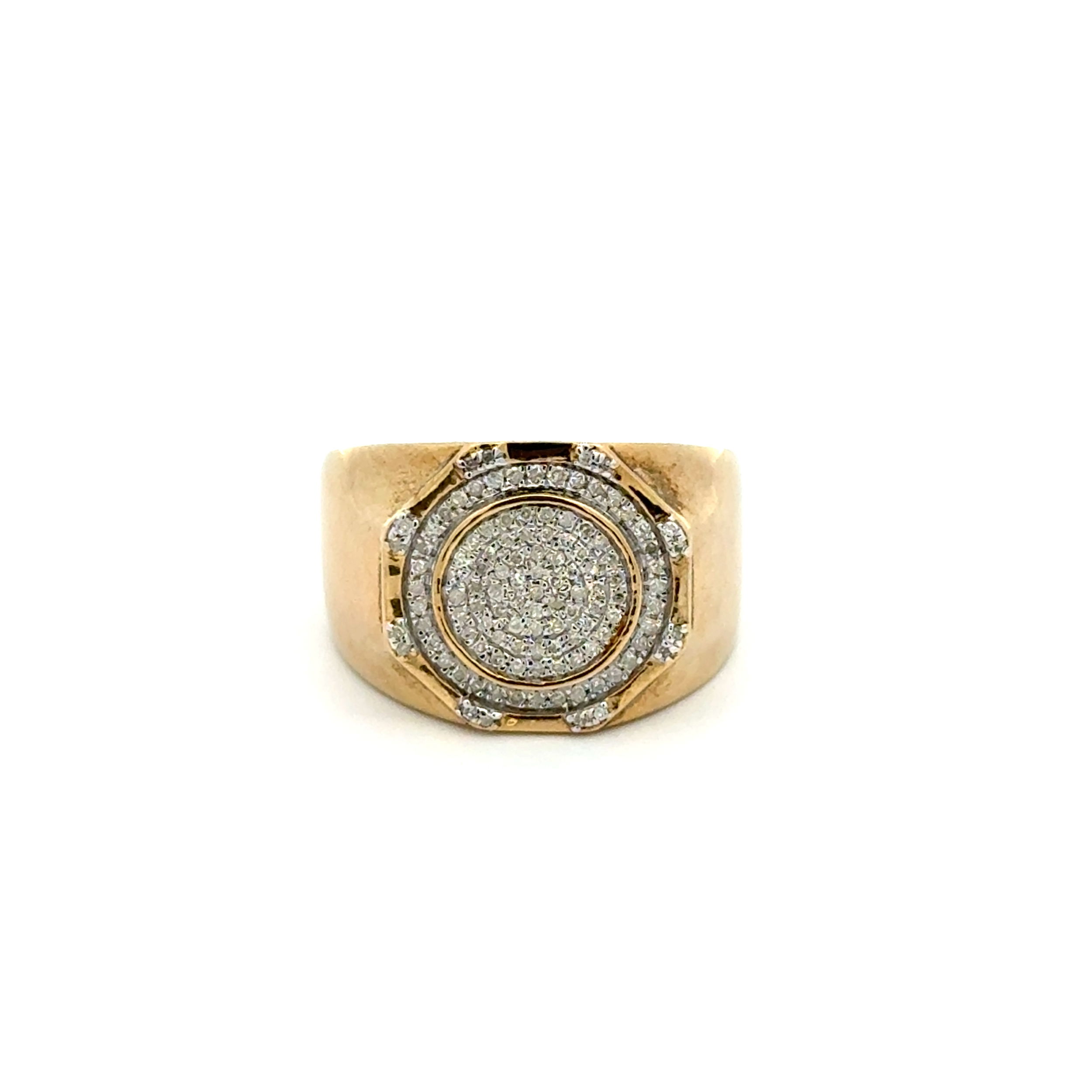10K YG Pave .45tcw Diamond 15mm Wide Band Ring 5.5g, s10.5 10K YG Pave .45tcw Diamond 15mm Wide Band Ring 5.5g, s10.5