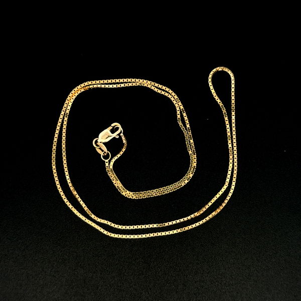 Closeup photo of 14K YG Box Chain Necklace 3.0g, 18"