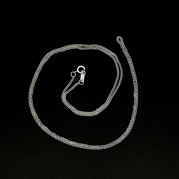 Closeup photo of 14K WG Thin Rolo Chain Necklace 1.4g, 20"