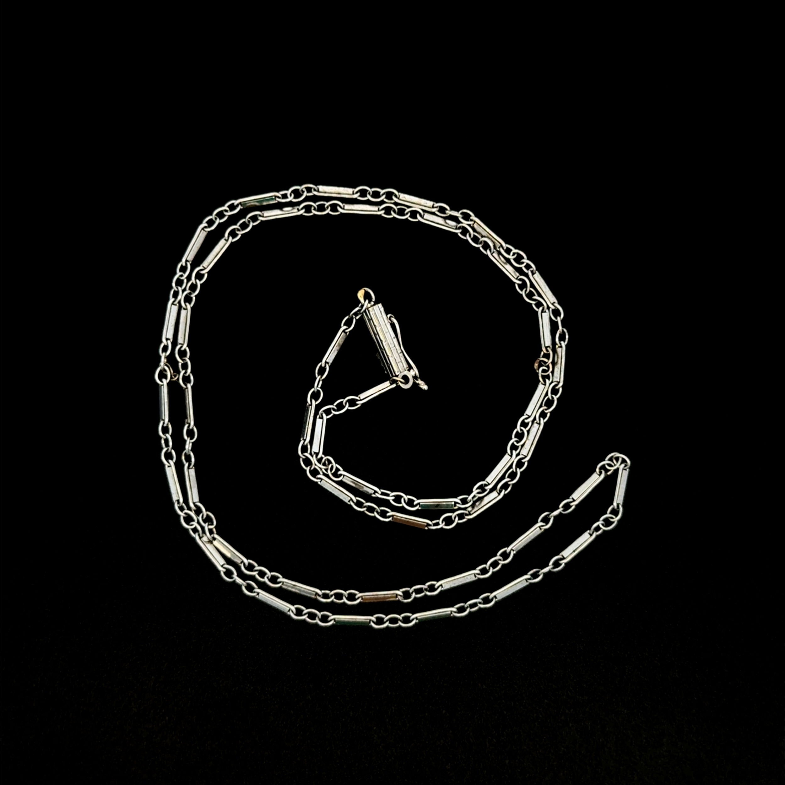 14K WG Fancy Link Chain Necklace 4.2g, 18"