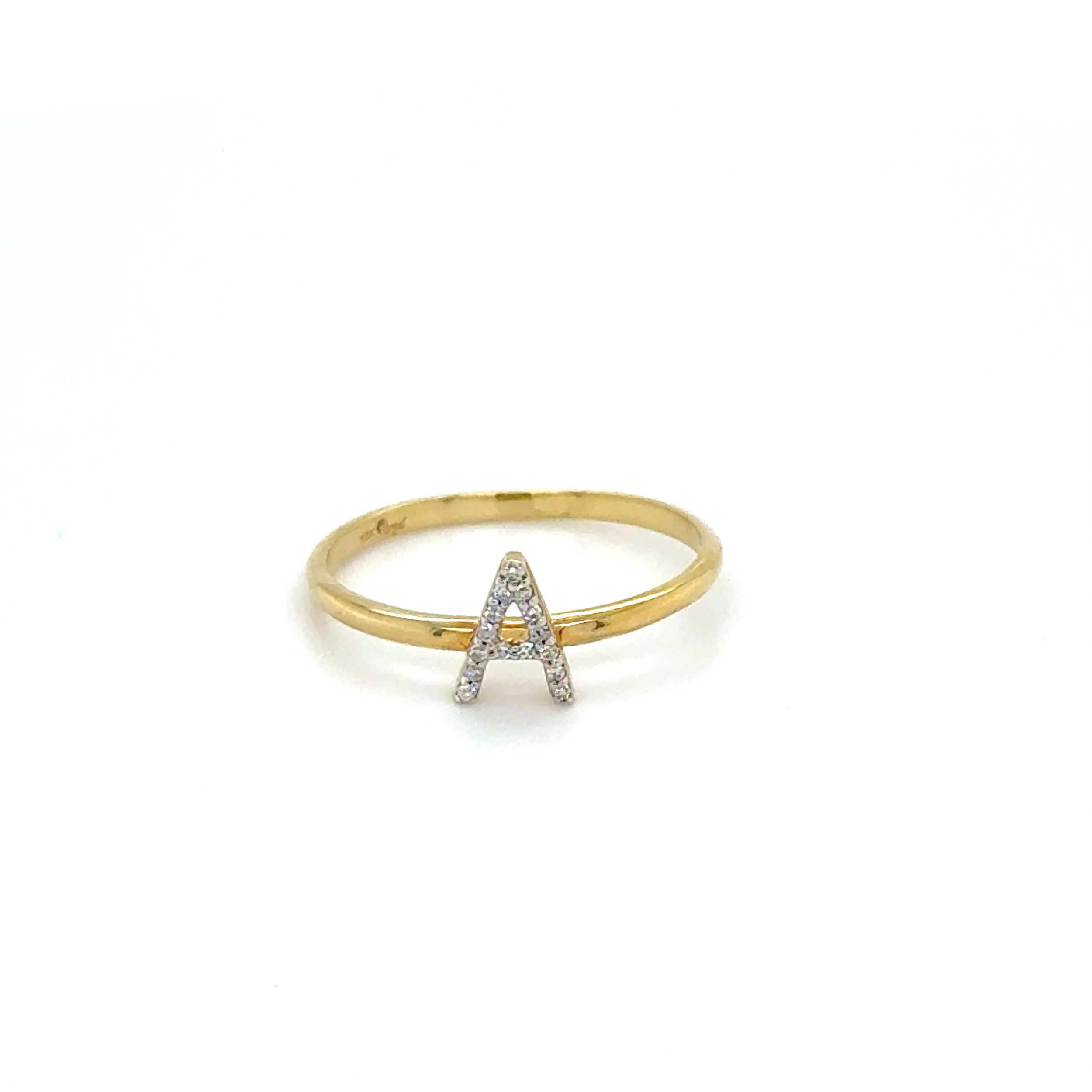 10K YG .04tcw RBC Diamond Initial A Ring 1.1g, s7 10K YG .04tcw RBC Diamond Initial A Ring 1.1g, s7