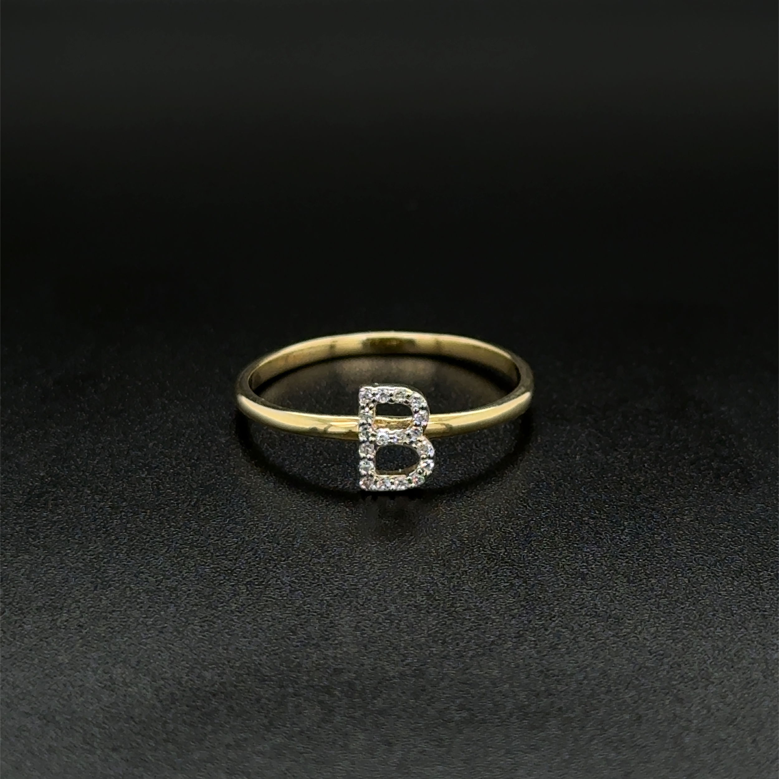 10K YG .04tcw RBC Diamond Initial B Ring 1.1g, s7 10K YG .04tcw RBC Diamond Initial B Ring 1.1g, s7