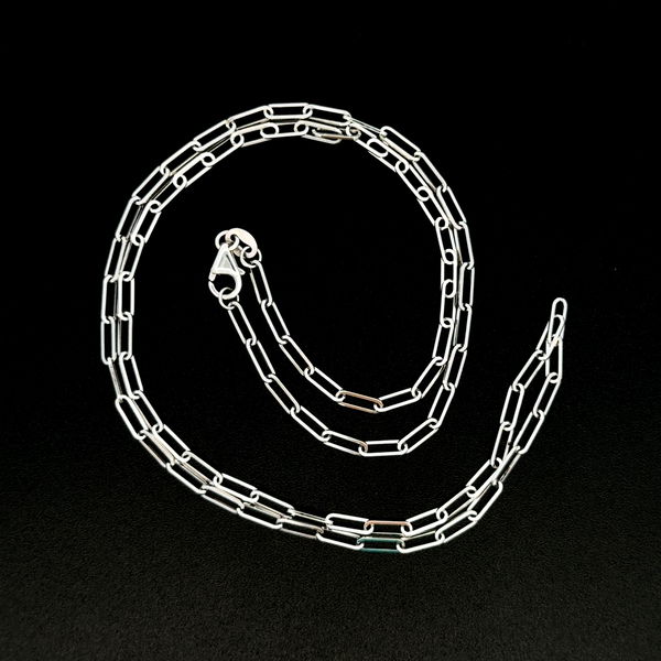 Closeup photo of 14K WG Paperclip Chain Necklace 3.2g, 18"